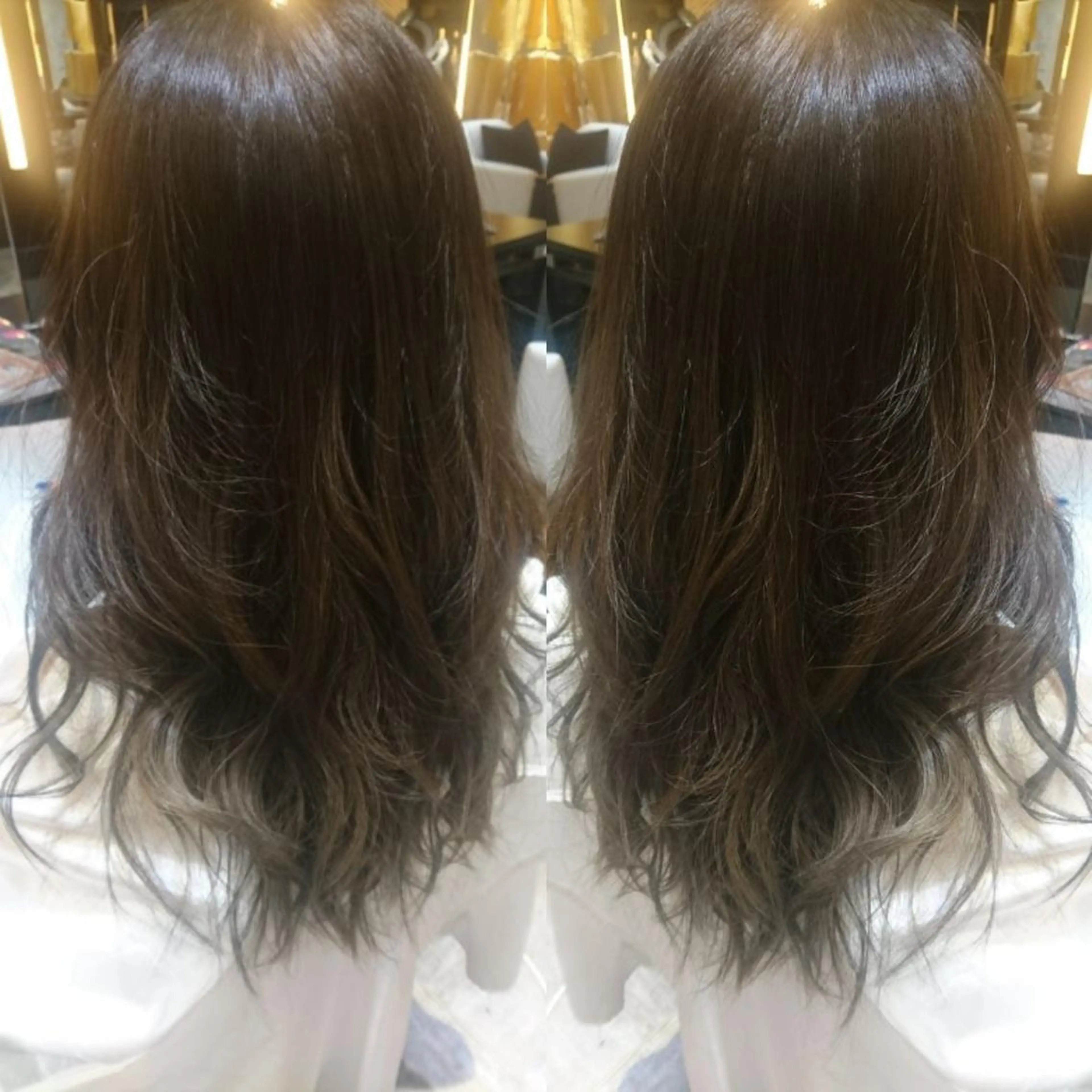 カラー ロング グレージュ ハイライトカラー ハイライト 永島 さとみのマツエク・マツパデザイン