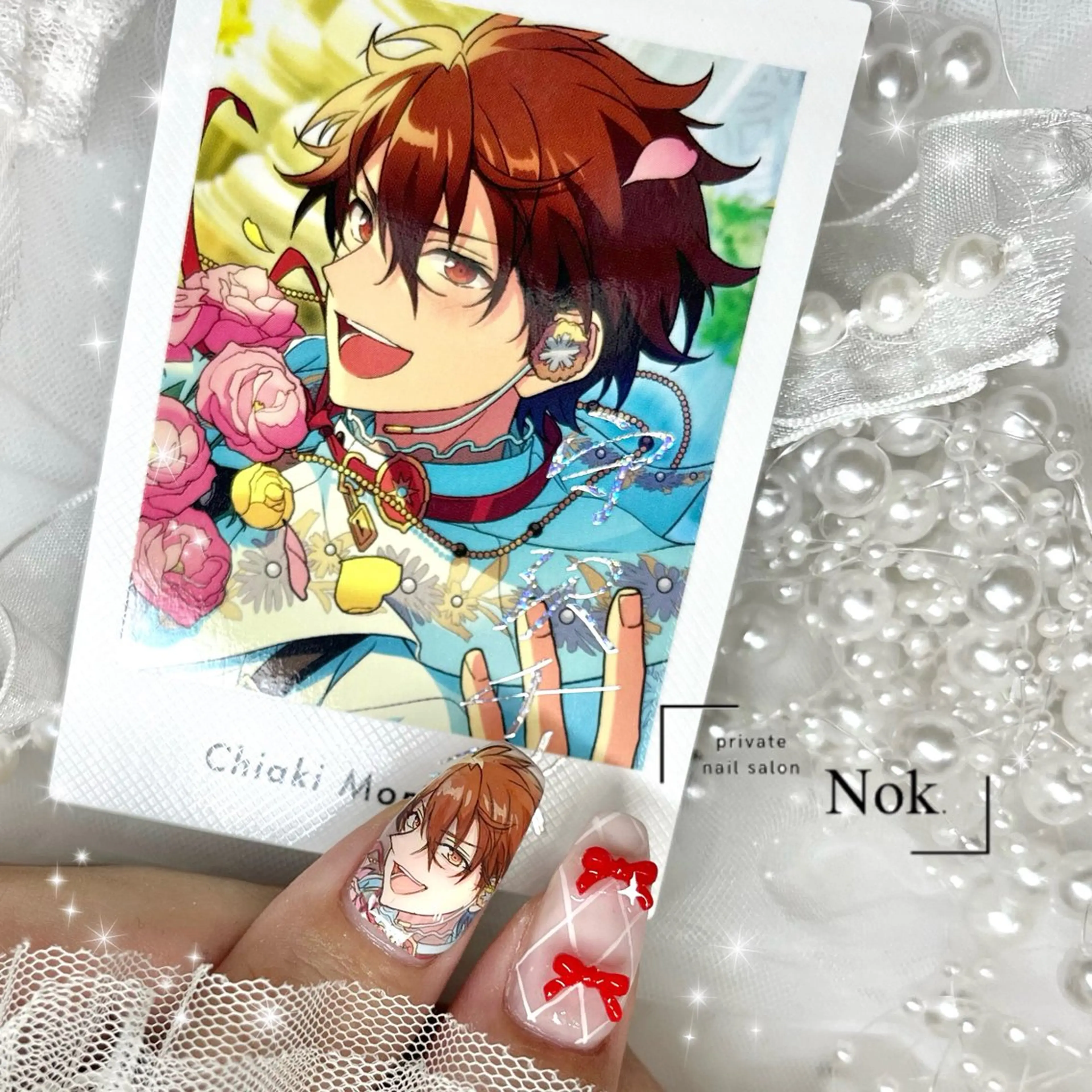 ネイル リボン ハンドネイル 池袋痛ネイル Nok. 渡辺のネイルデザイン