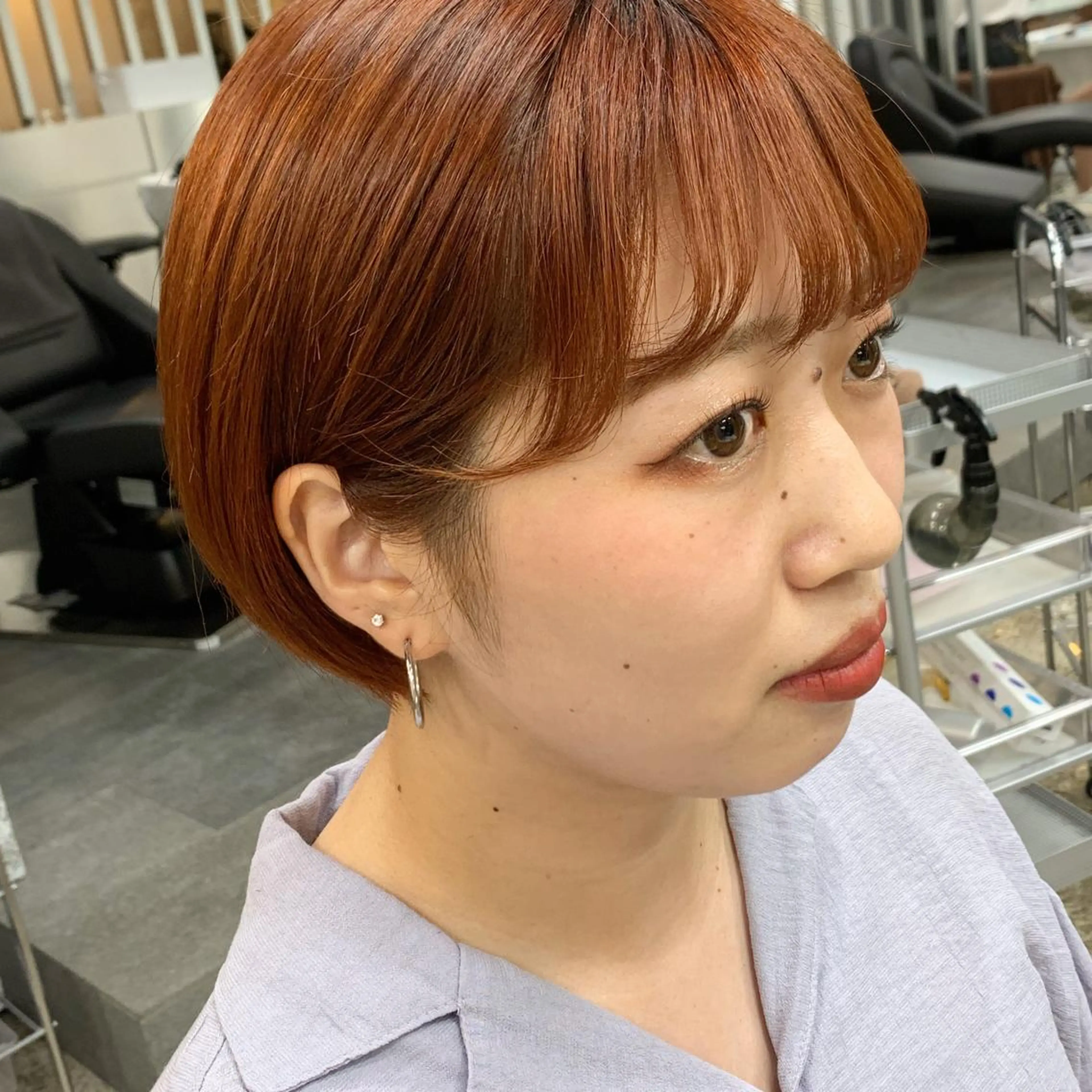 ショート カラー センターパート／マッ シュ／パーマ　あさみのヘアスタイル