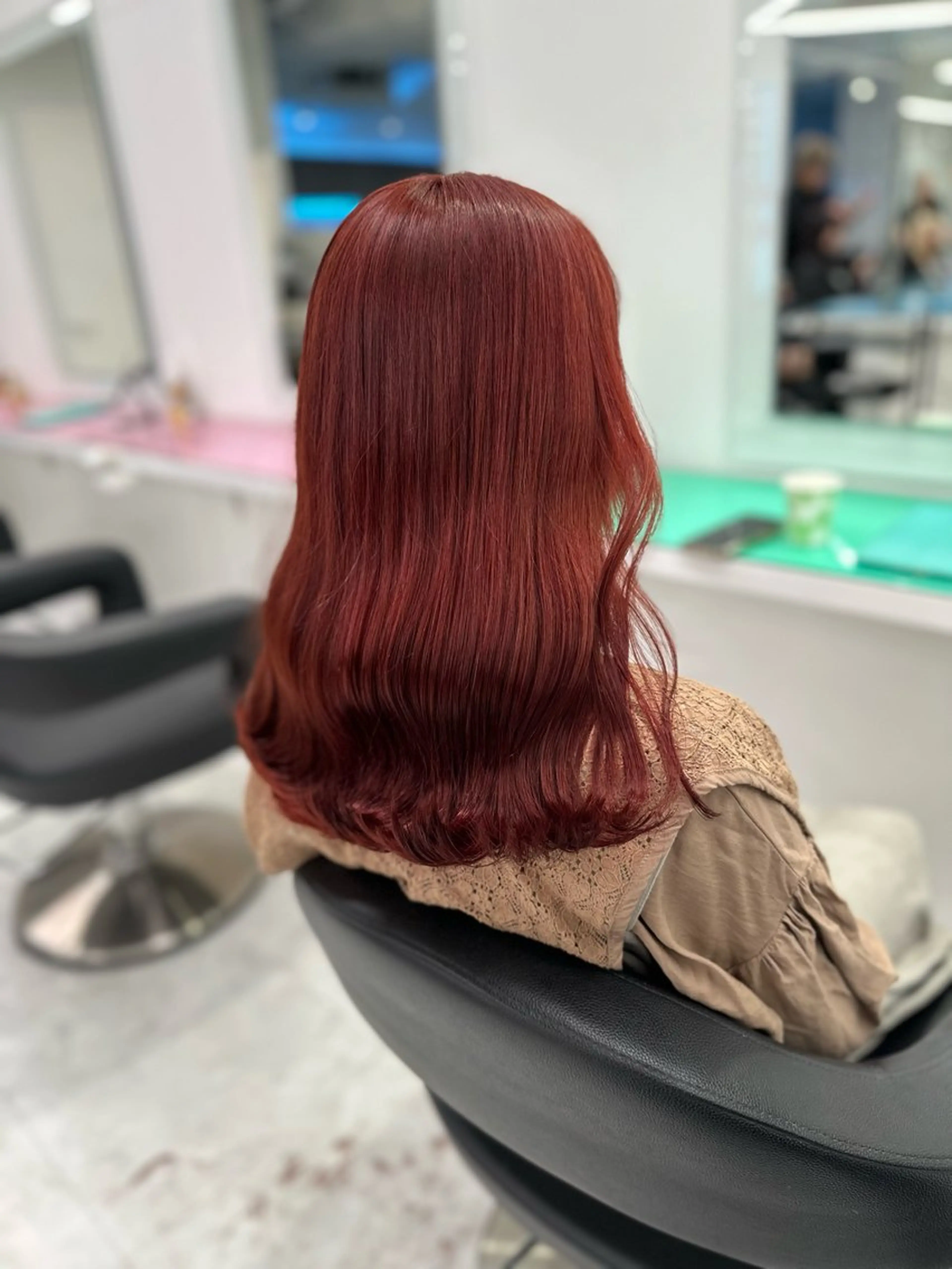 セミロング カラー ブリーチ ケアカラー ブリーチなしカラー レッドカラー ♡ダブルカラー特化♡ miyuのヘアスタイル