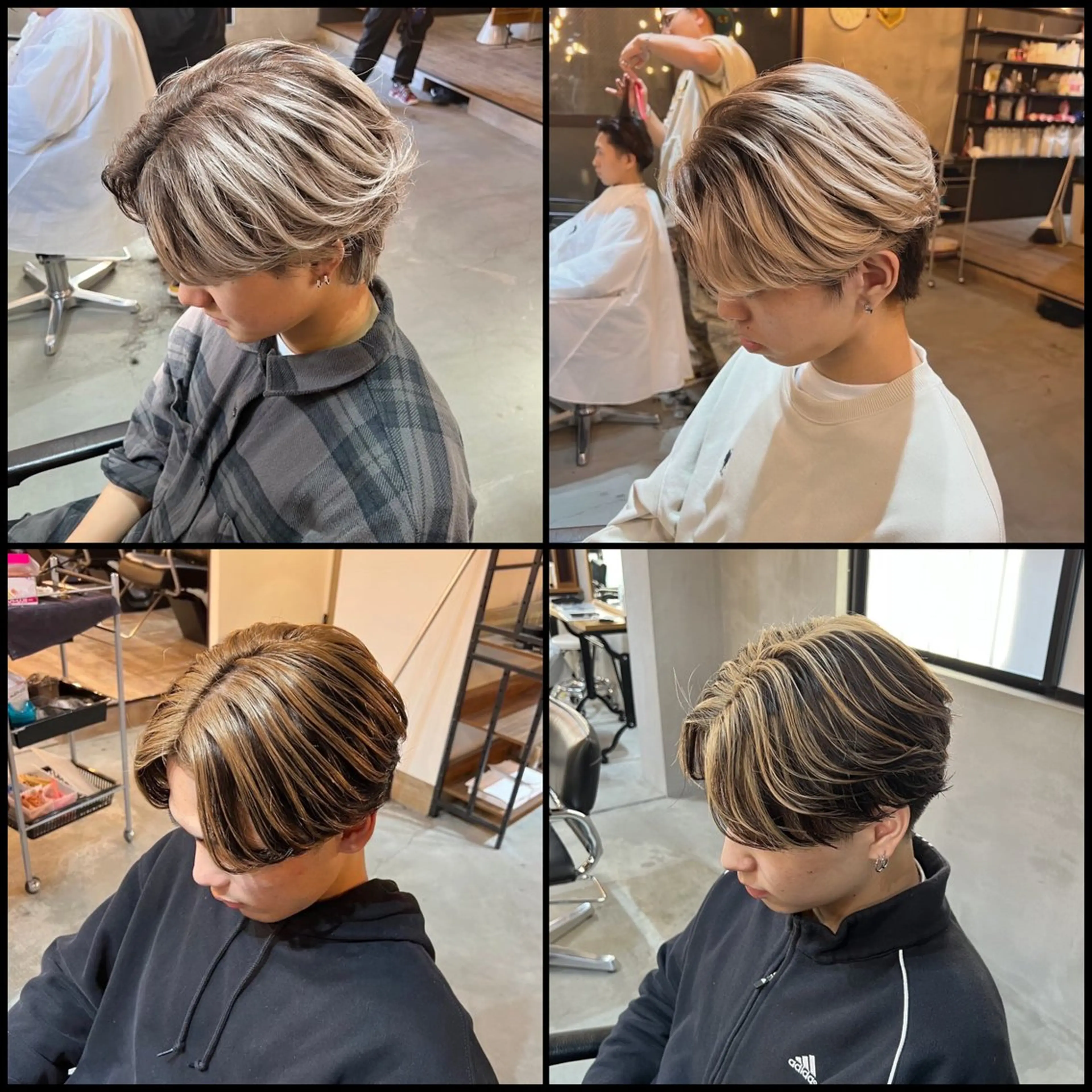 ショート カラー メンズ メンズバレイヤージュ メンズハイトーン メンズ韓国風 メンズパーマ バレイヤージュ 🦄カイ/メンズ 韓国ヘア/メイク🦄のヘアスタイル