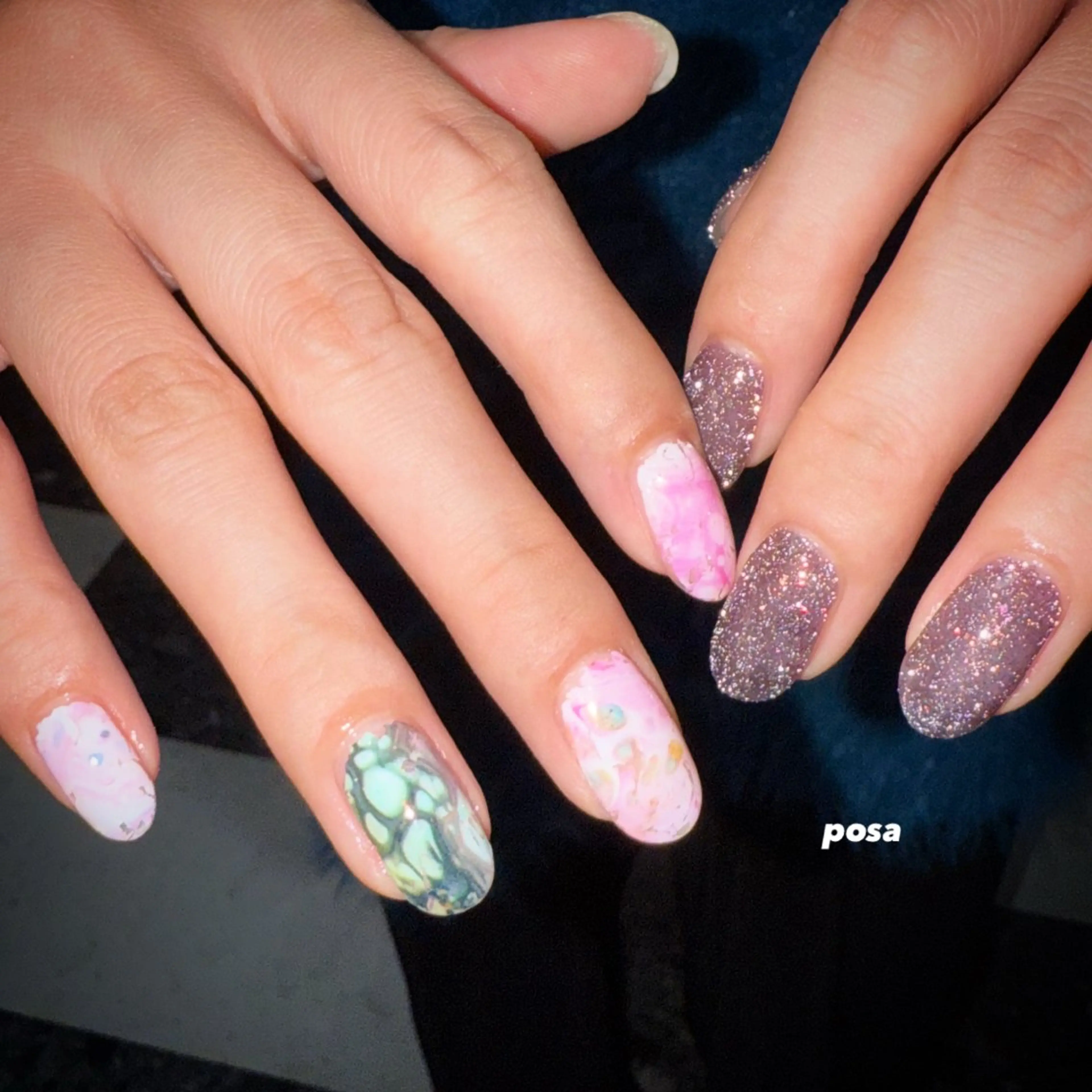 ネイル フラッシュネイル ワンカラーネイル シンプルネイル ハンドネイル posa nail モエミのネイルデザイン
