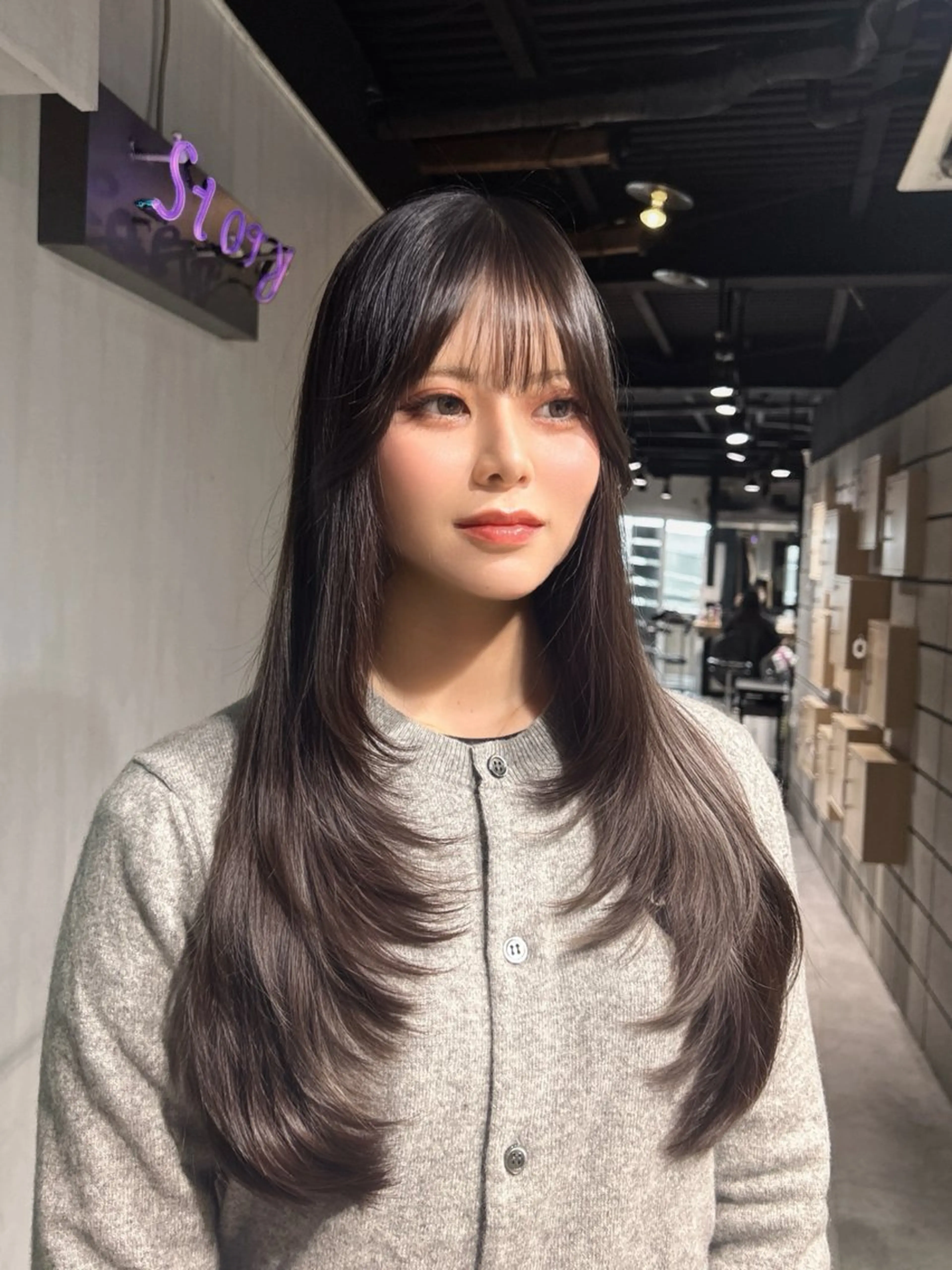 ロング 韓国風カラー 姫カット 韓国風ヘア レイヤーカット ワンホンレイヤー MEI🎀垢抜けカラ ー🎀韓国styleのヘアスタイル