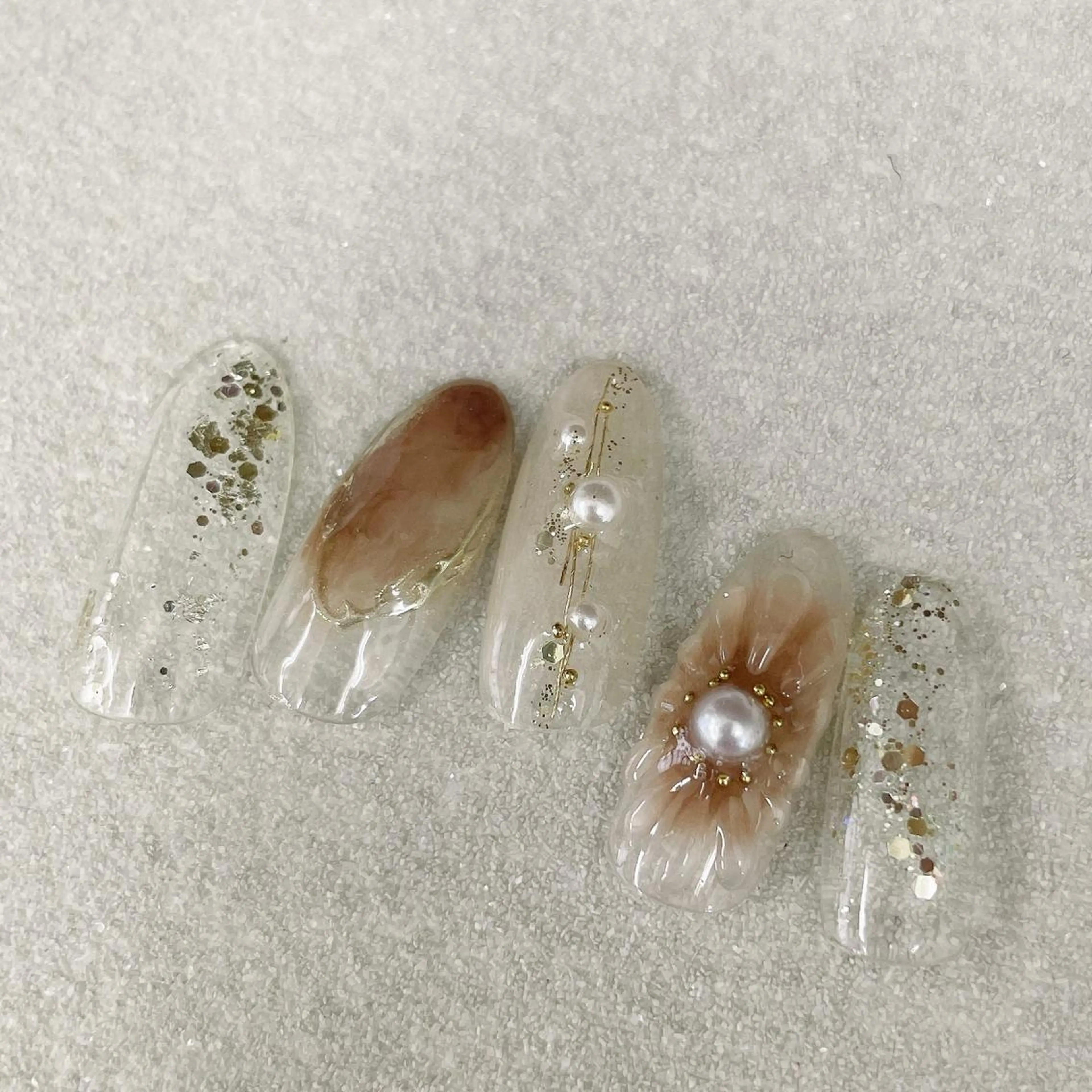 ネイル 長さ出し ラメ(グリッター) スカルプネイル ハンドネイル A85G ayakoのネイルデザイン