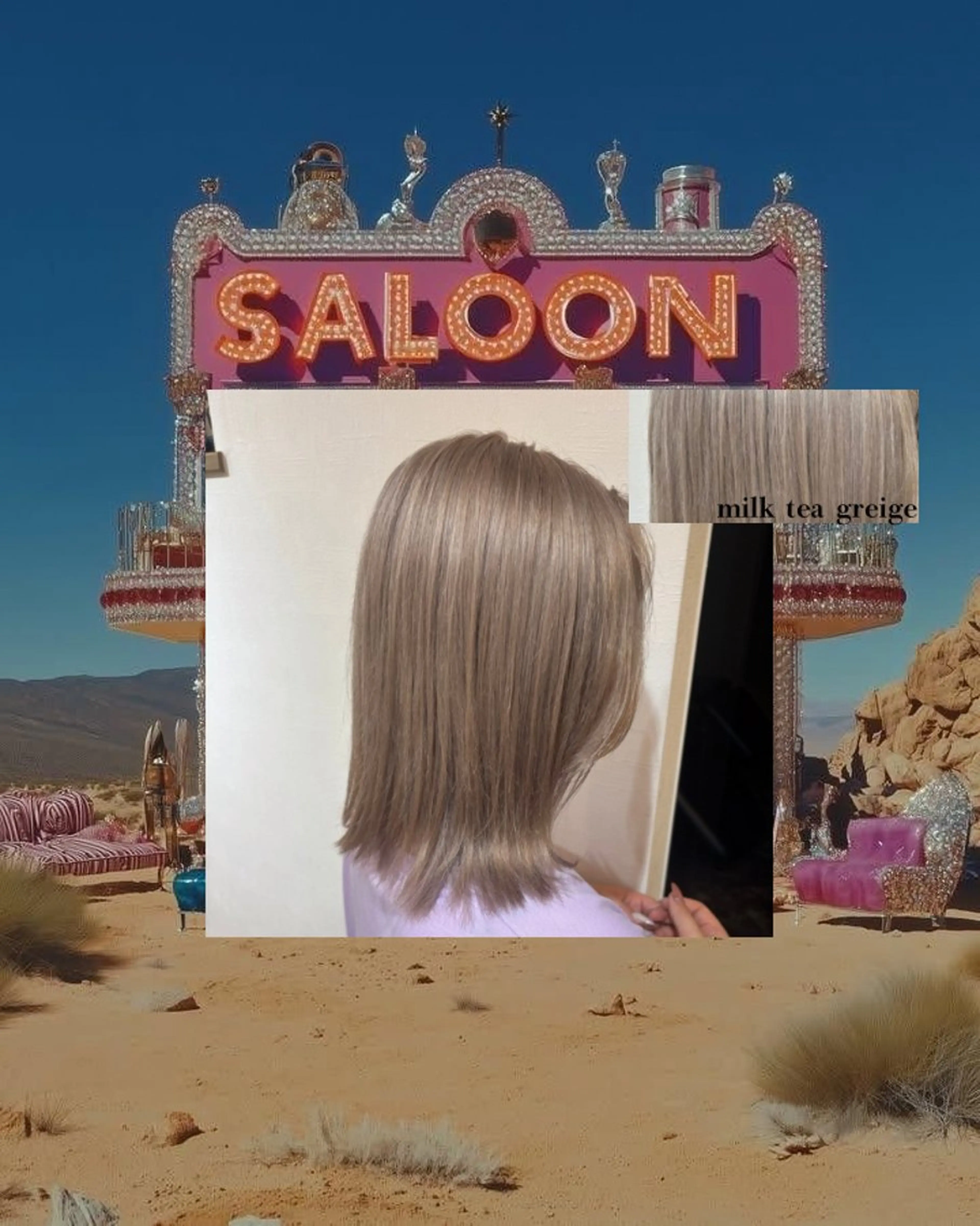 セミロング カラー ヘアカラー あやか/ハイトーンカ ラー/デザインカラーのヘアスタイル