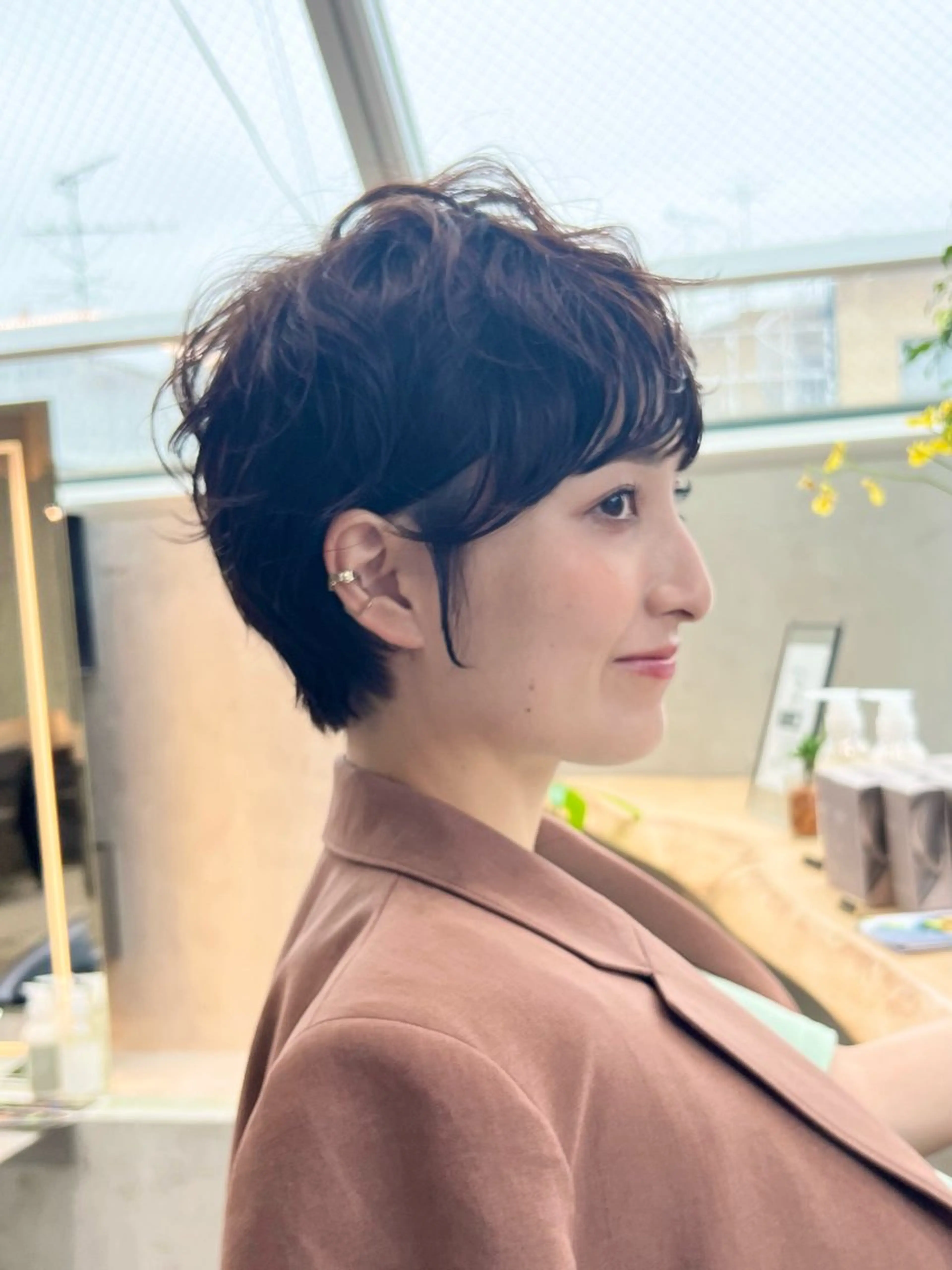 ショート パーマ カット ヘアカラー パーマ トリートメント ヘッドスパ オリーブカラー/みづ き/ボブパーマ🤍のヘアスタイル