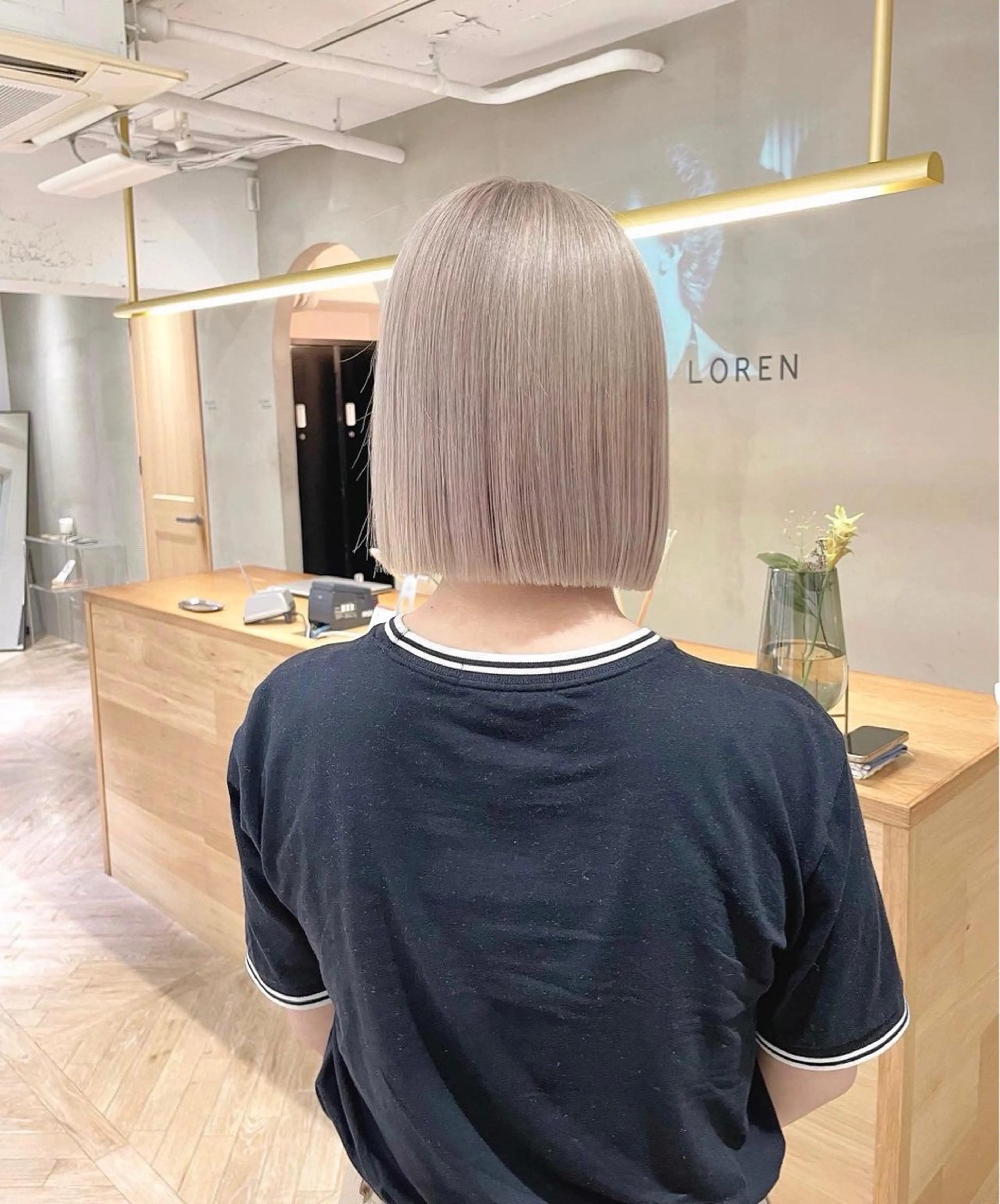 ミディアム カラー ベージュカラー ダブルカラー イヤリングカラー イルミナカラー ミルクティーベージュ ヘアカラー トリートメント ボブ/レイヤー 🌟梅田盛一🌟のヘアスタイル