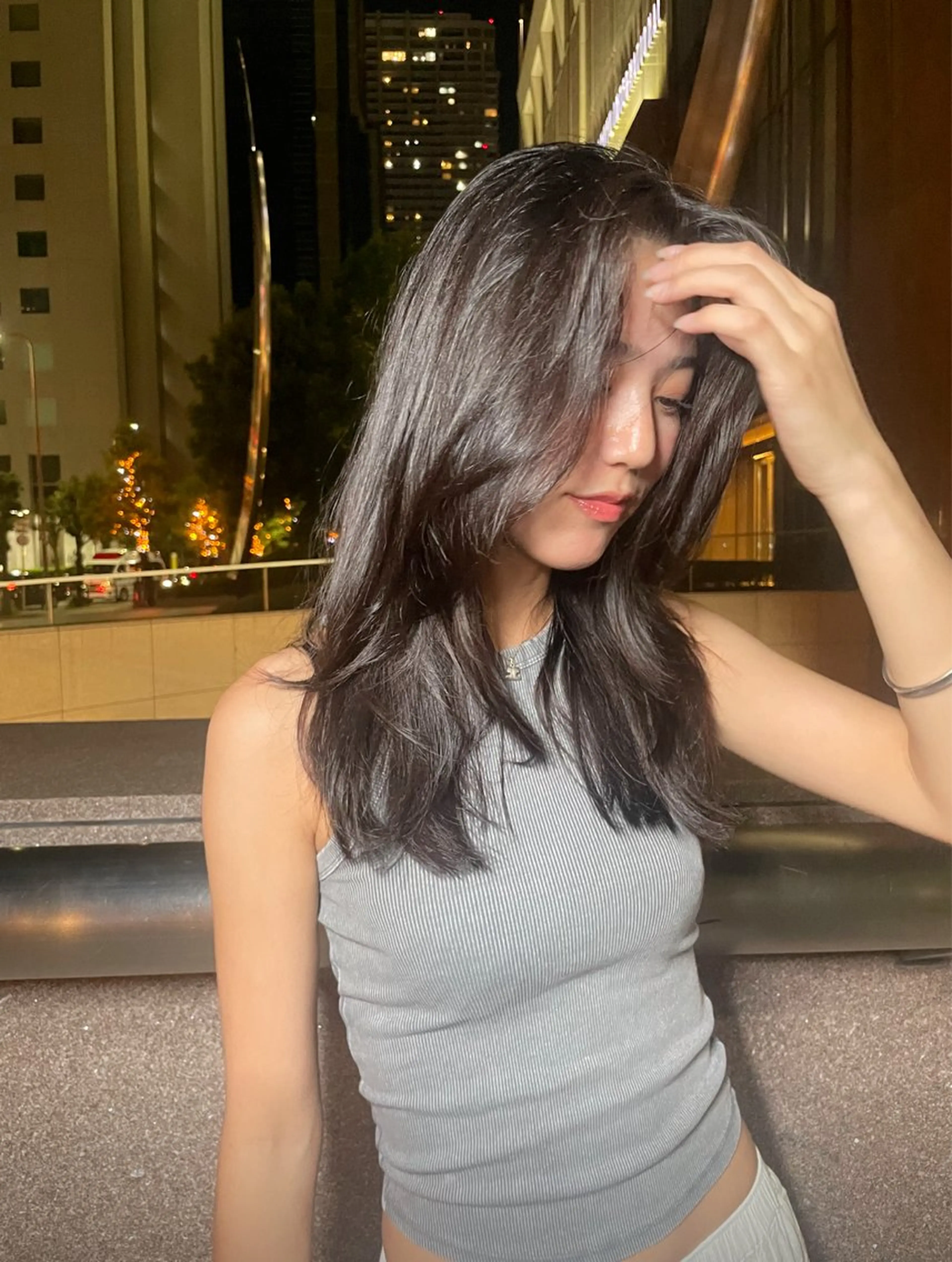 ロング カラー ブラウンカラー ダークブラウン 顔まわりレイヤー レイヤーカット 縮毛矯正 カット ヘアカラー レイヤー /髪質改善/ariのヘアスタイル