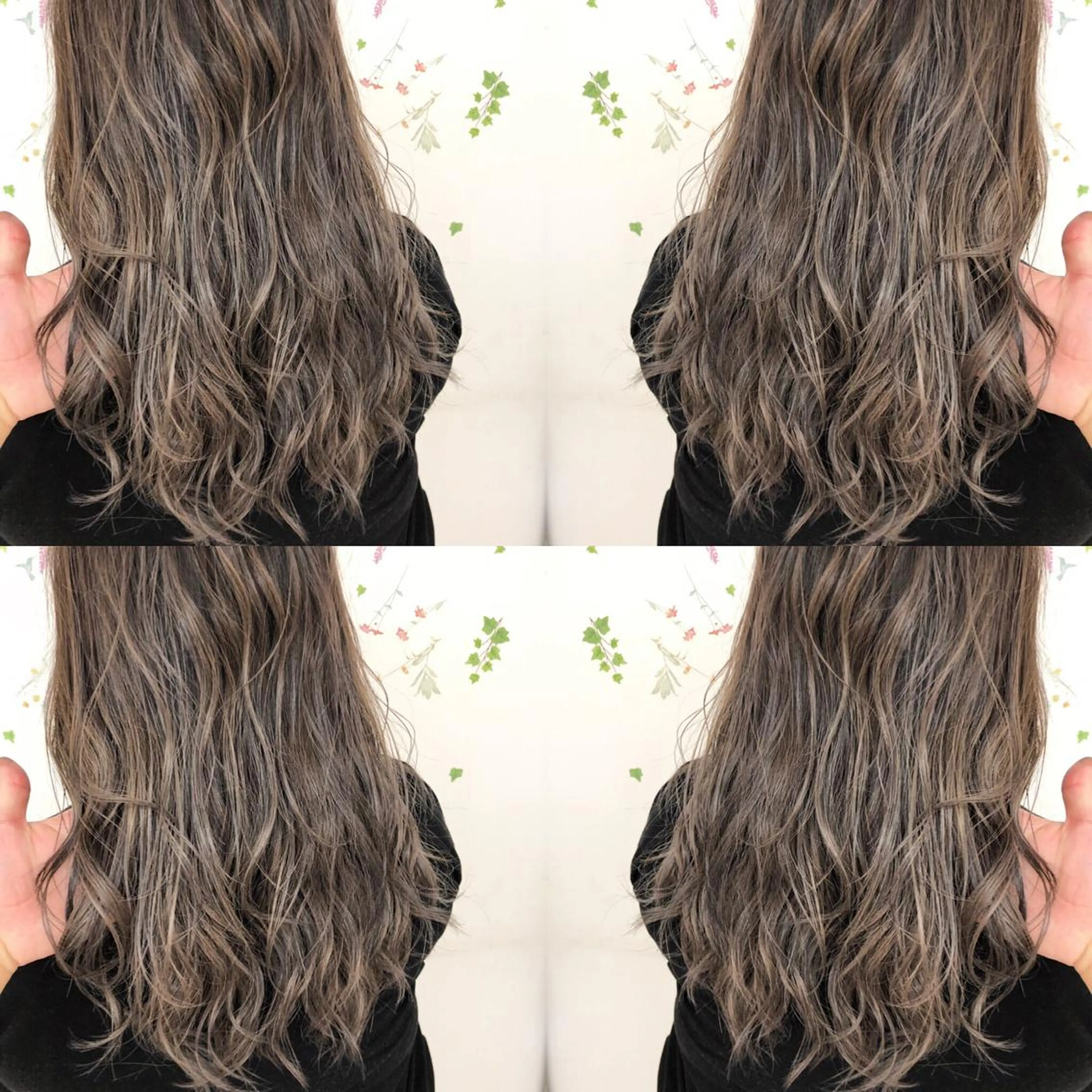 ロング カラー アッシュ バレイヤージュ ブリーチ グラデーションカラー グレージュ 三鷹で1番ショート ボブをカットする新谷のヘアスタイル