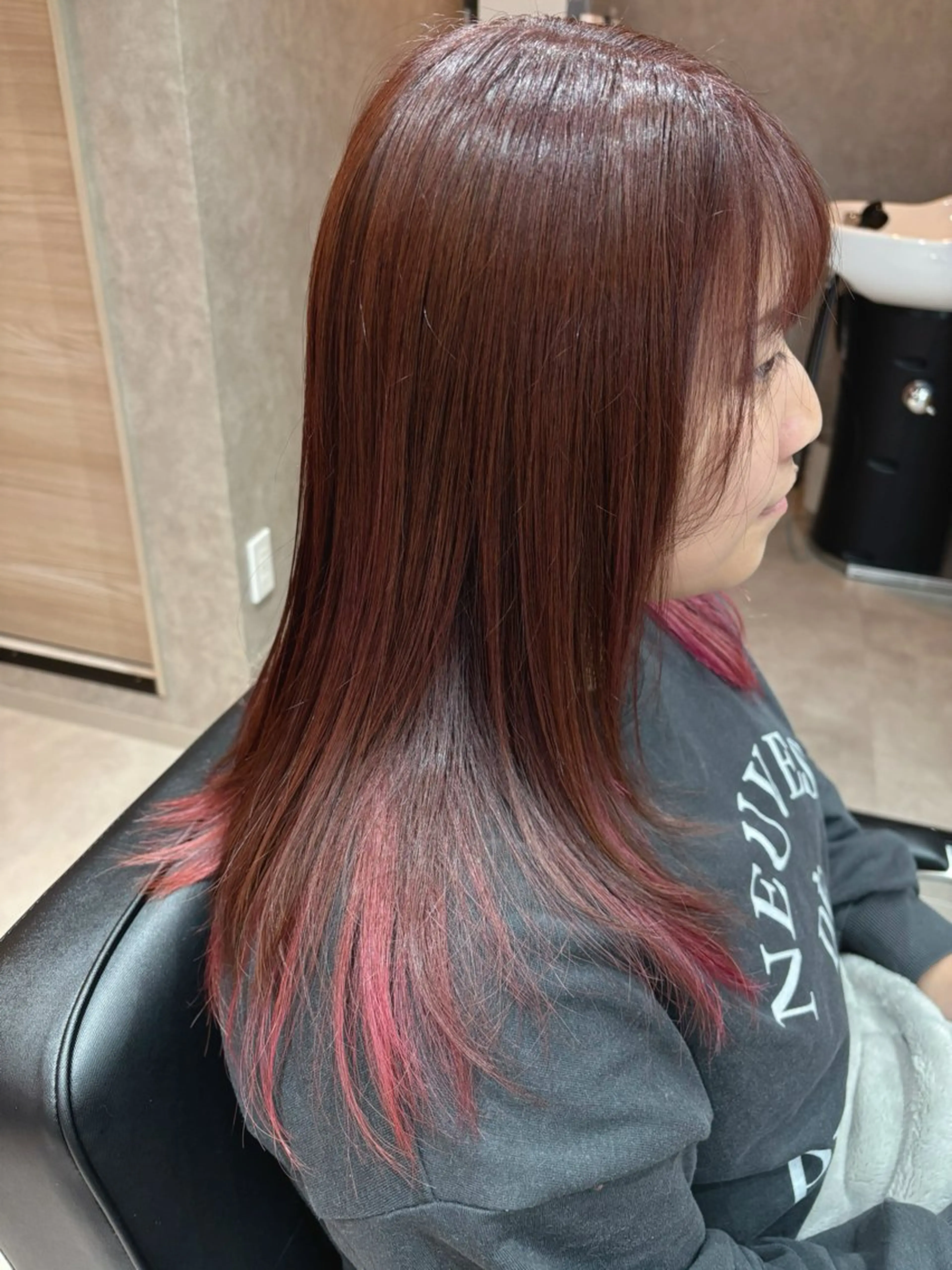 セミロング 顔周りカット カット ヘアカラー Mina Akiyamaのヘアスタイル