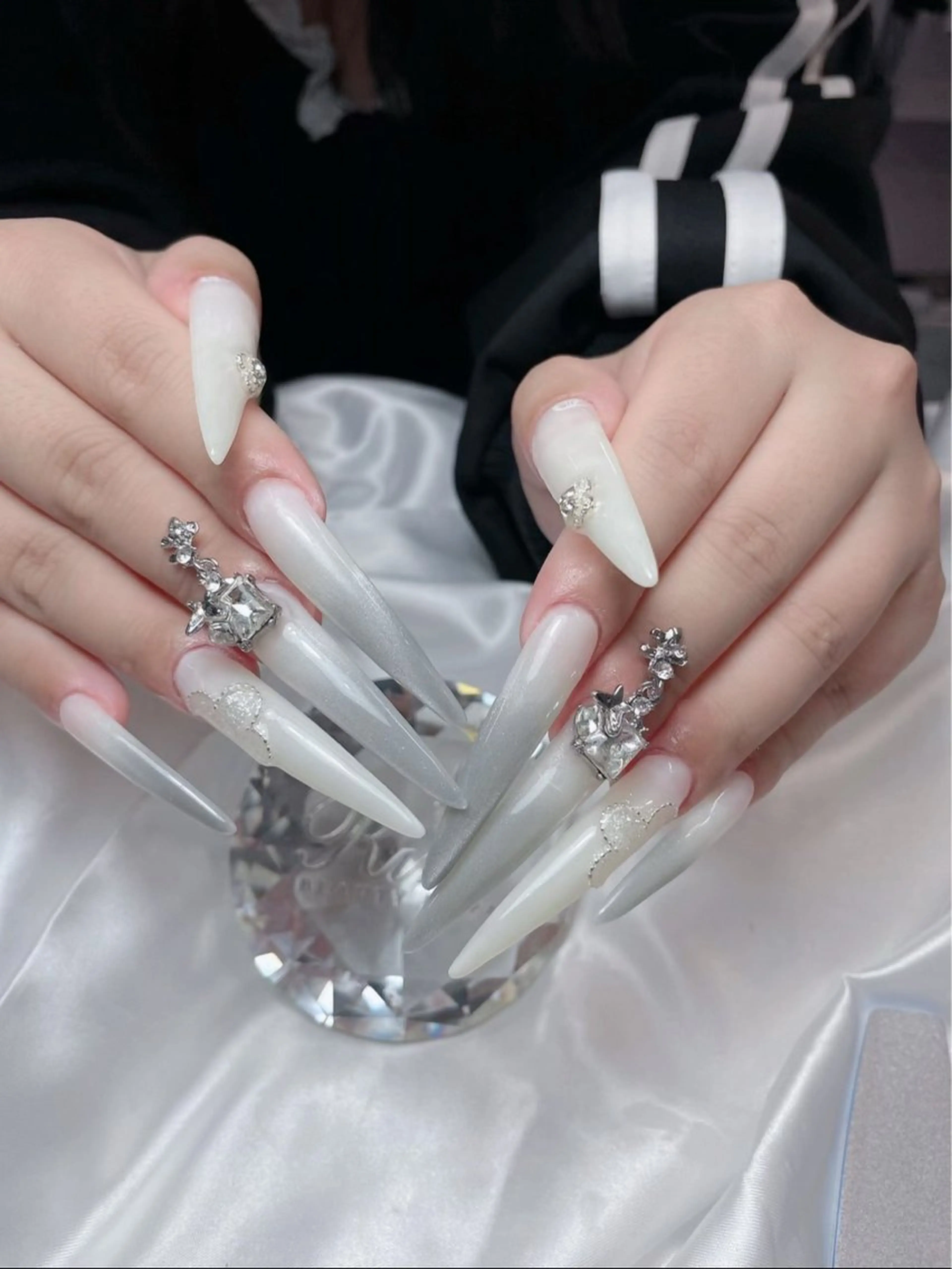 ネイル アートネイル チークネイル ジェルネイル ロングネイル マグネットネイル ハンドネイル Rin Nail 新大久保店のネイルデザイン