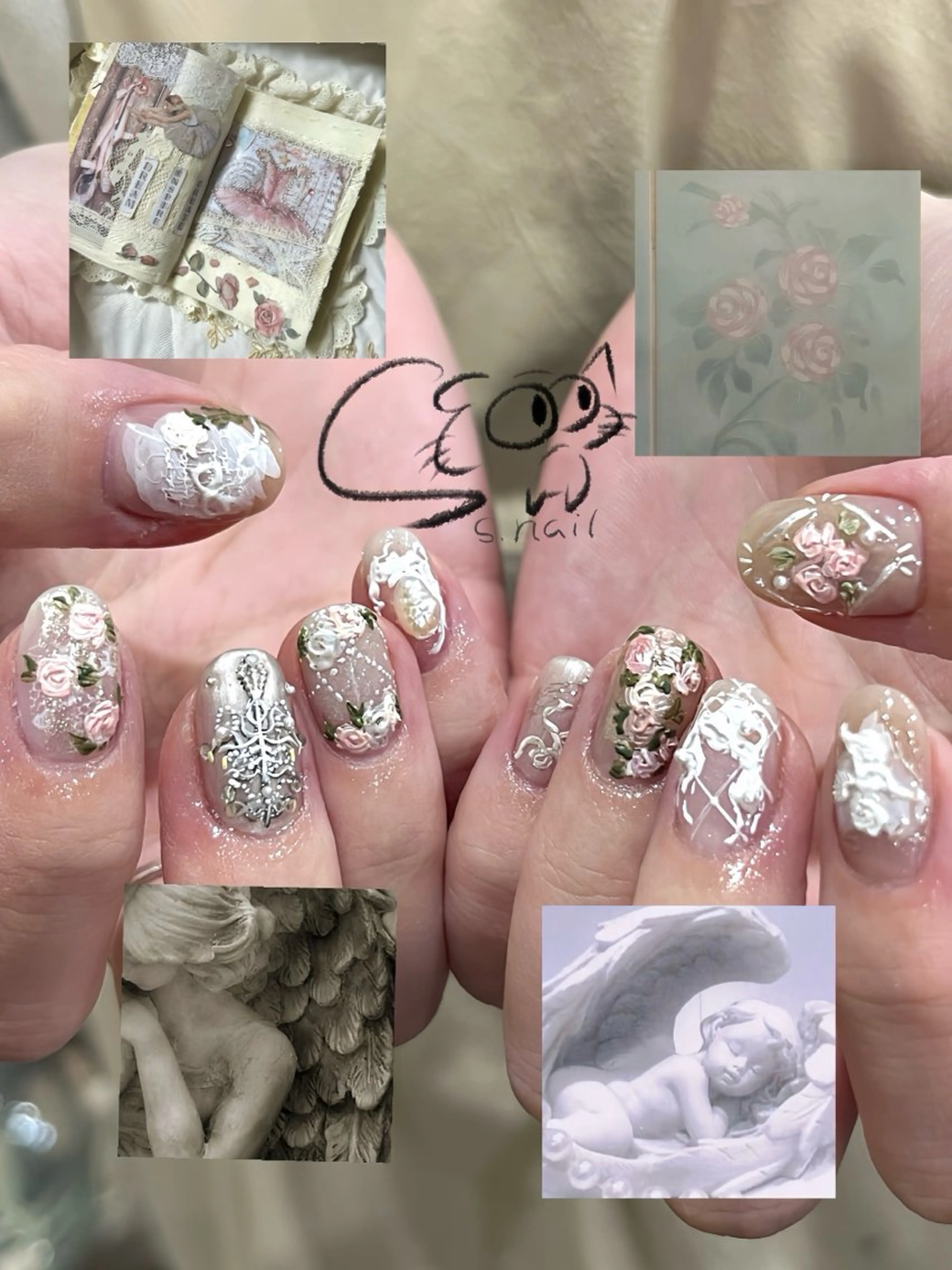 ネイル オーロラネイル 長さ出し フレンチネイル ジェルネイル ガーリー S.nail _のネイルデザイン