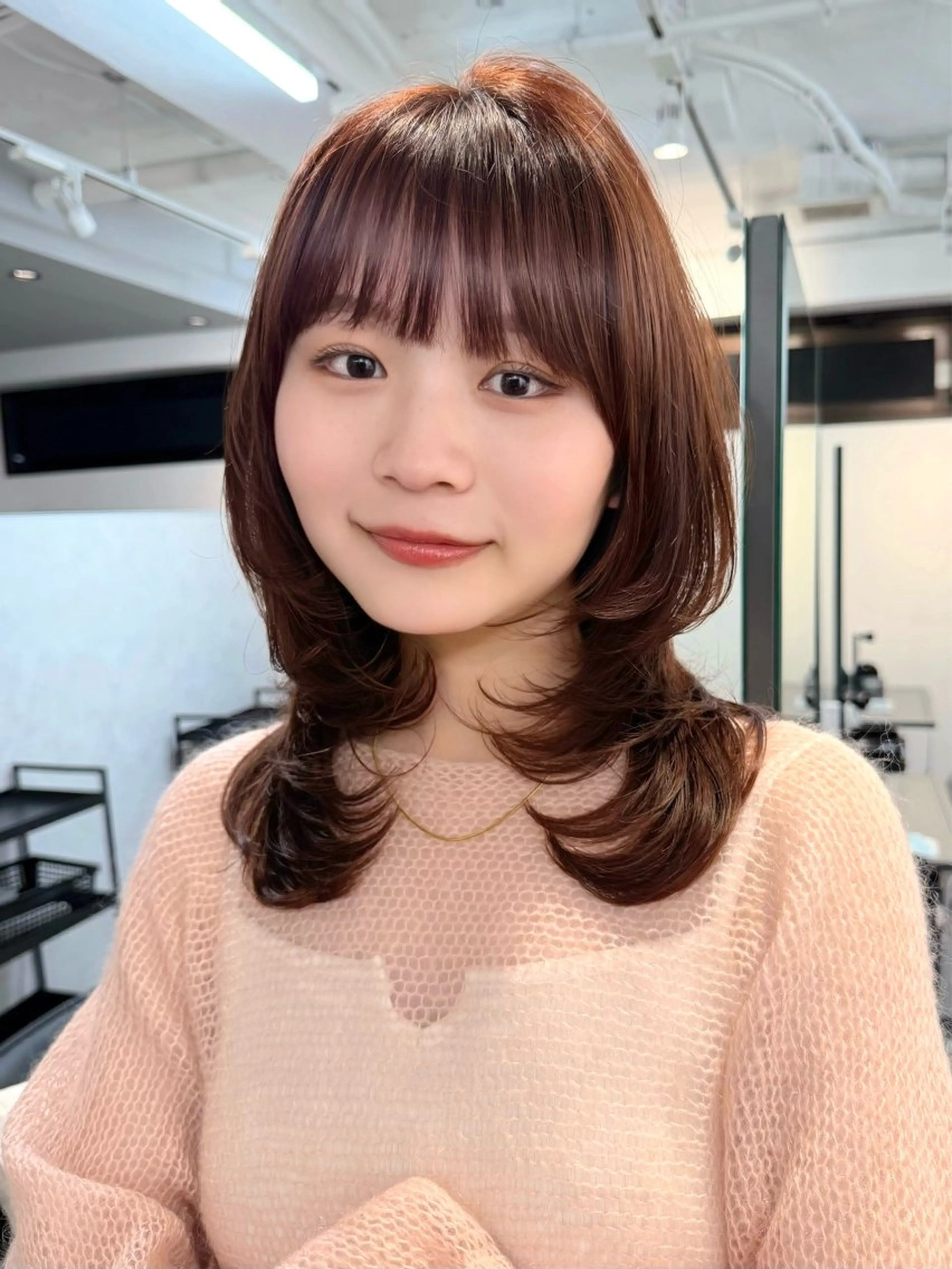 ミディアム カラー ミディアムレイヤー レイヤーカット カット ヘアカラー トリートメント 池袋/小顔レイヤー/ 顔まわり/taigaのヘアスタイル