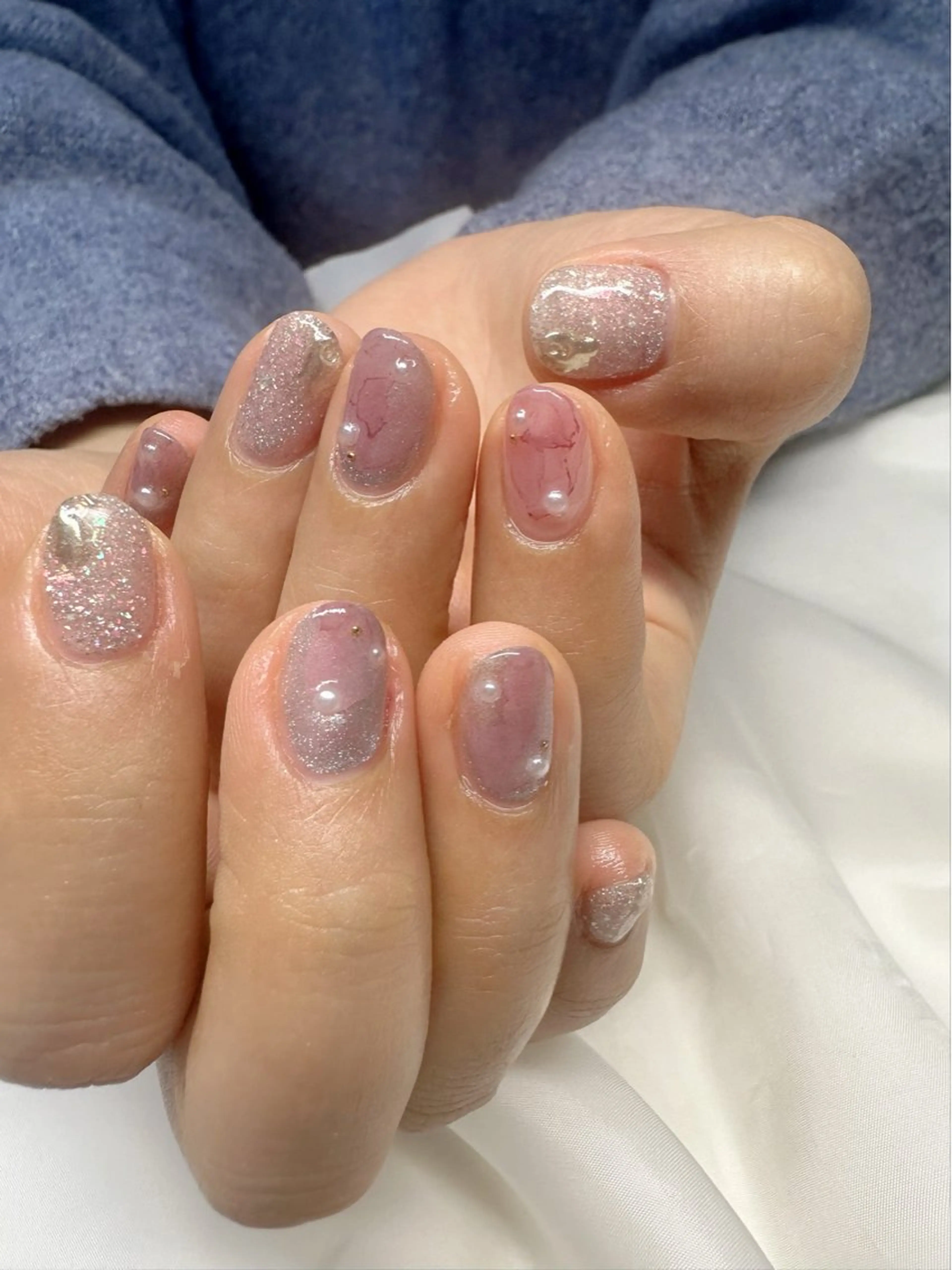 ネイル アートネイル 氷ネイル・うるうるネイル キラキラネイル 韓国ネイル マグネットネイル 🪞KAPE NAIL 🪞のネイルデザイン