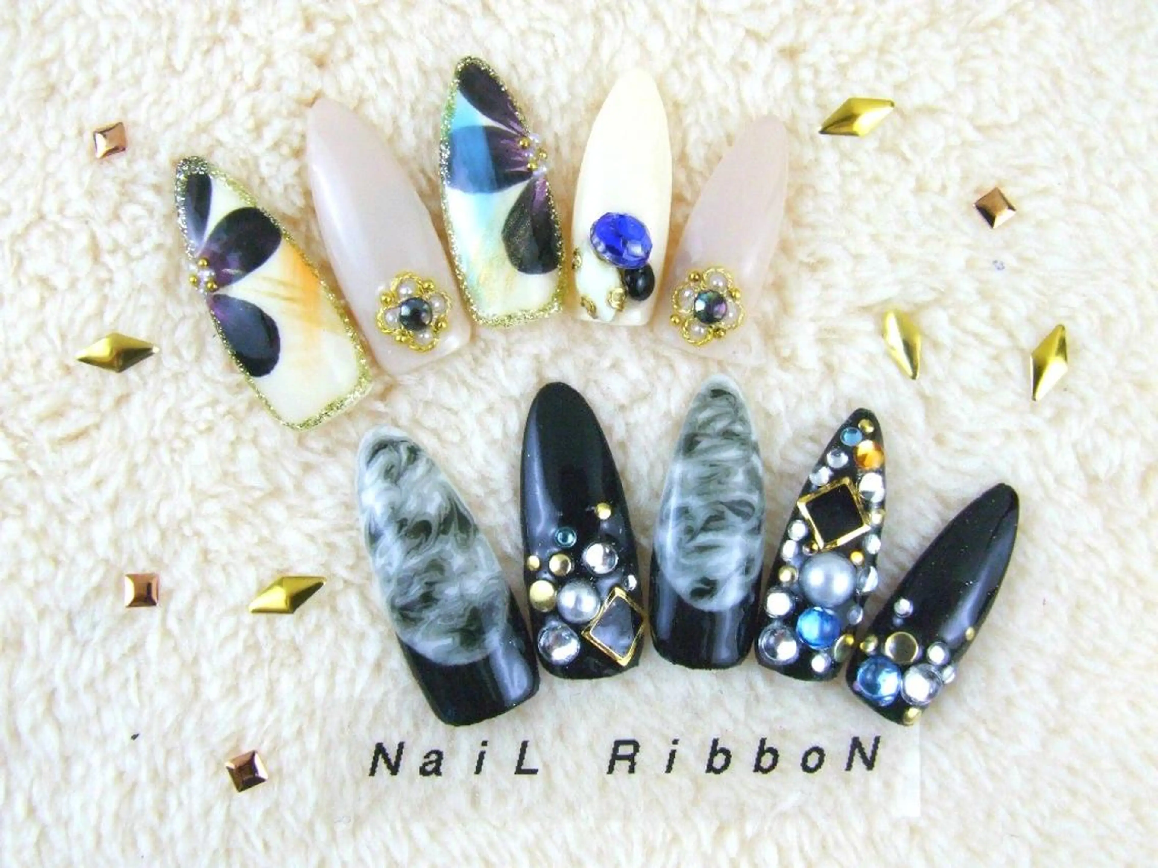 ネイル ハンドネイル ネイルリボン 受付スタッフのネイルデザイン