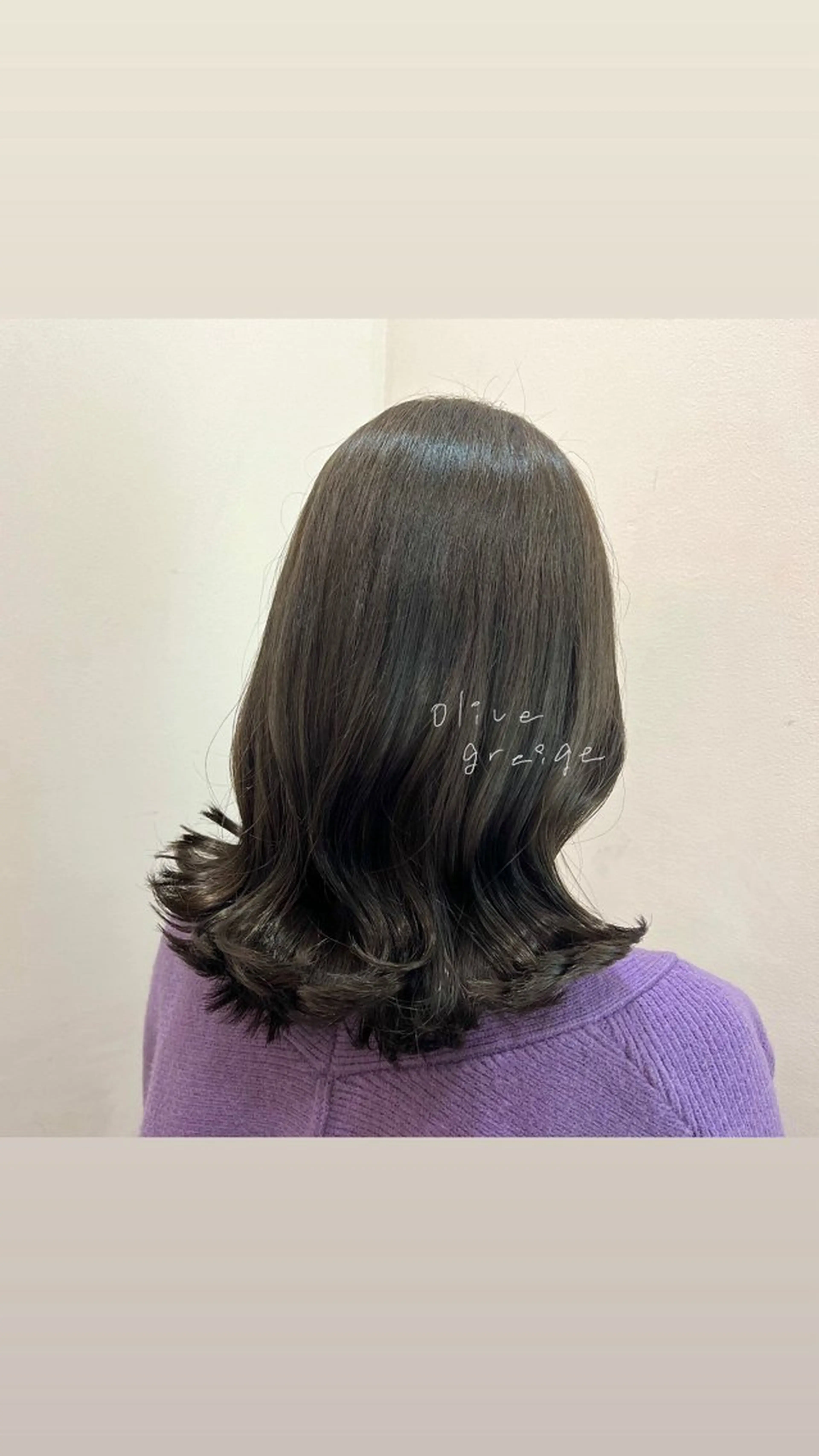 ミディアム カラー ダブルカラー グレージュ オリーブカラー オリーブグレージュ オリーブグレー Luana .Rioneのマツエク・マツパデザイン
