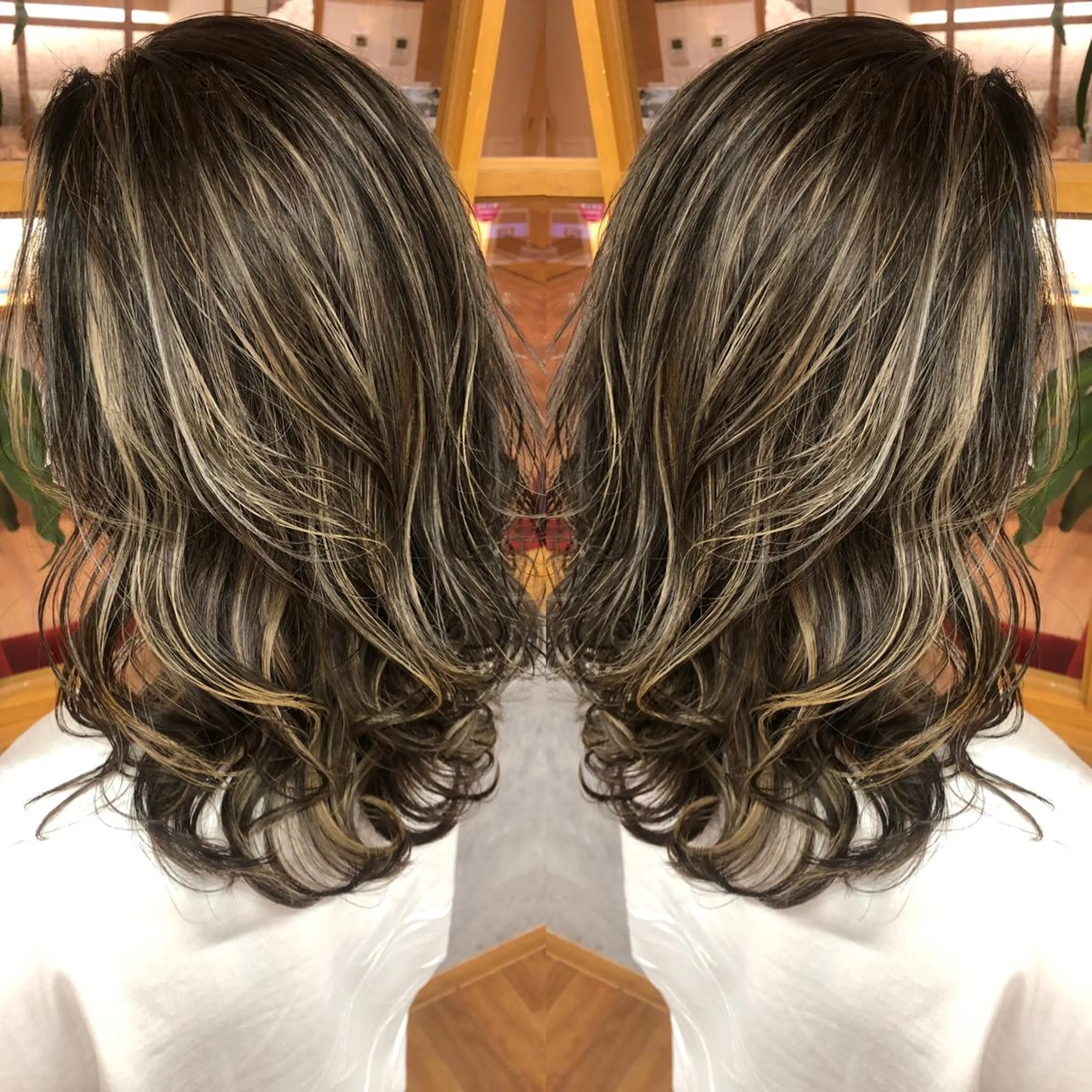 セミロング カラー ハイライトカラー ハイライト 橋本 昇平のヘアスタイル