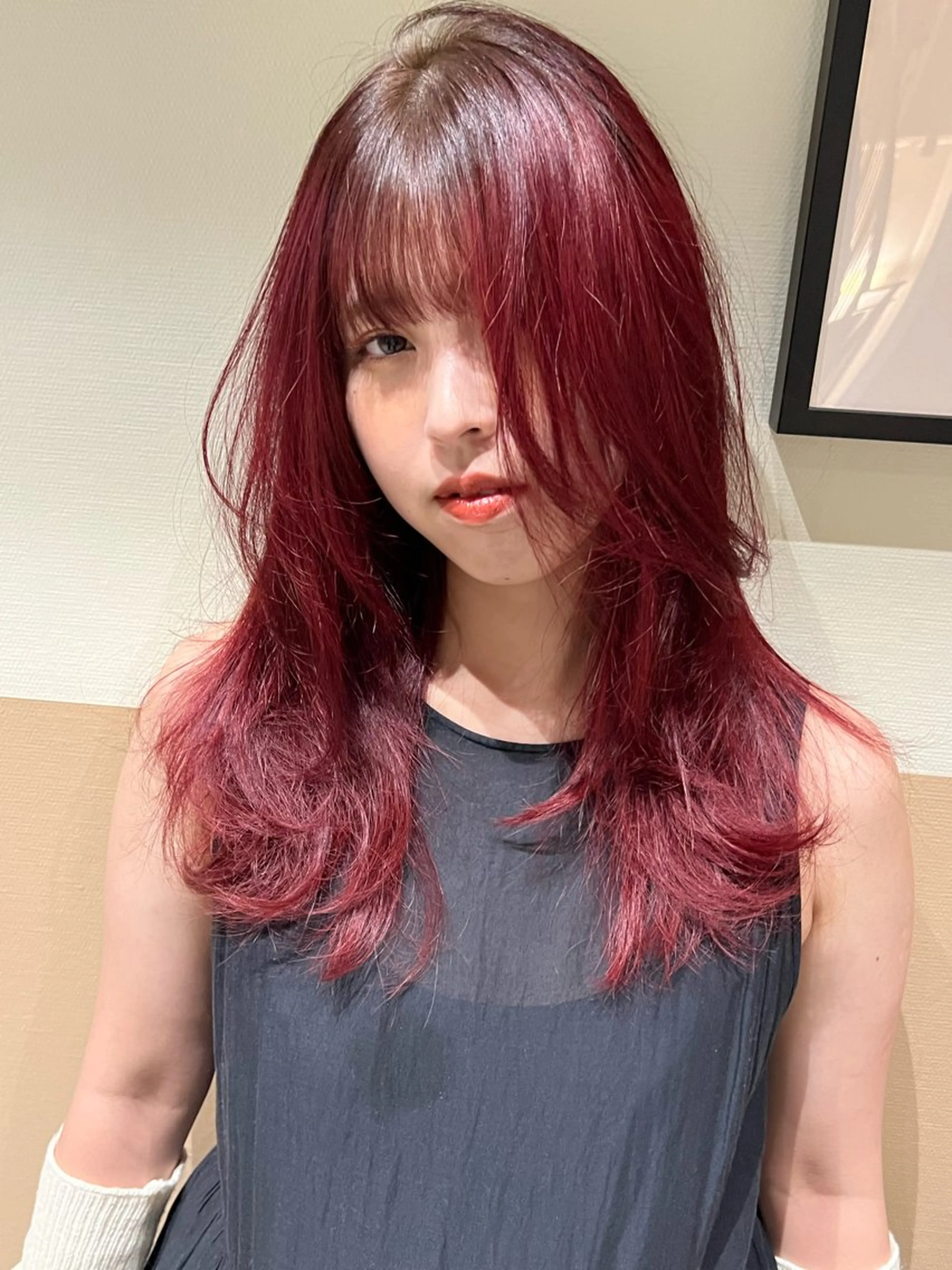 ロング レッドブラウン 美髪矯正/髪質改善/ 艶髪🤍伊藤梨紗のヘアスタイル