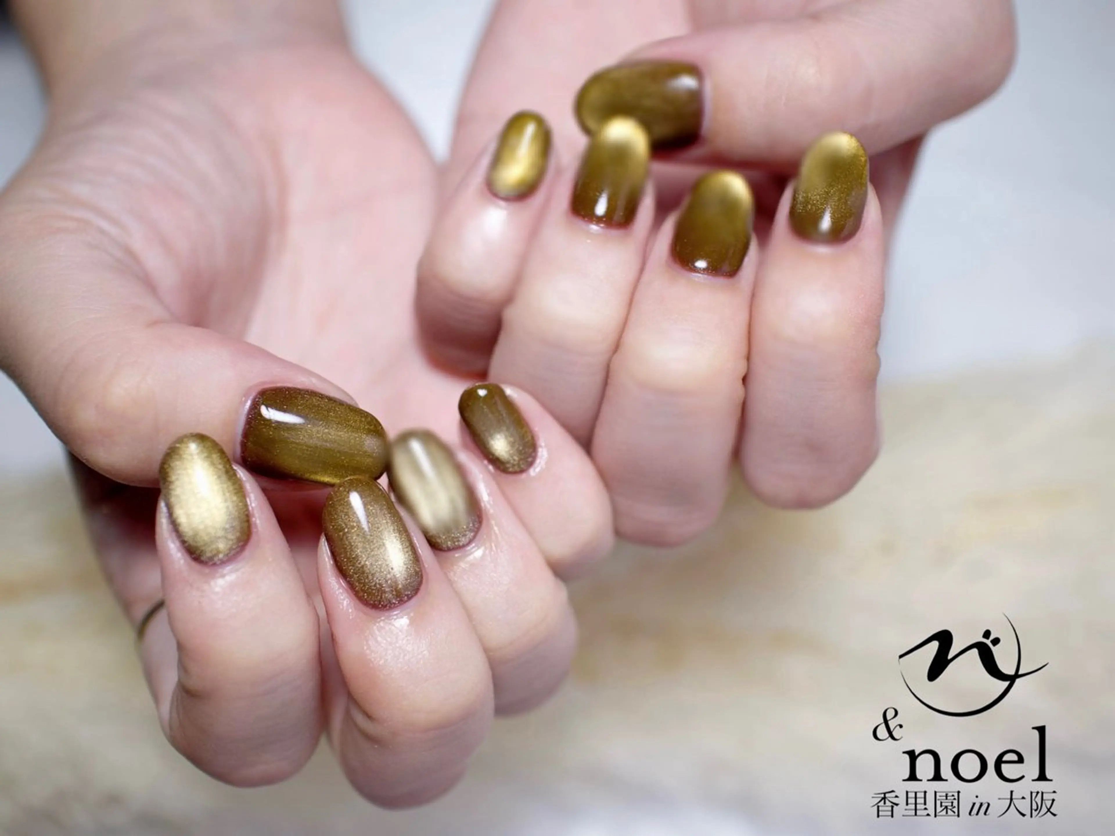 ネイル ブラウン キラキラネイル マグネットネイル Nailsalon Noël所属・Nailsalon &Noelのネイルデザイン