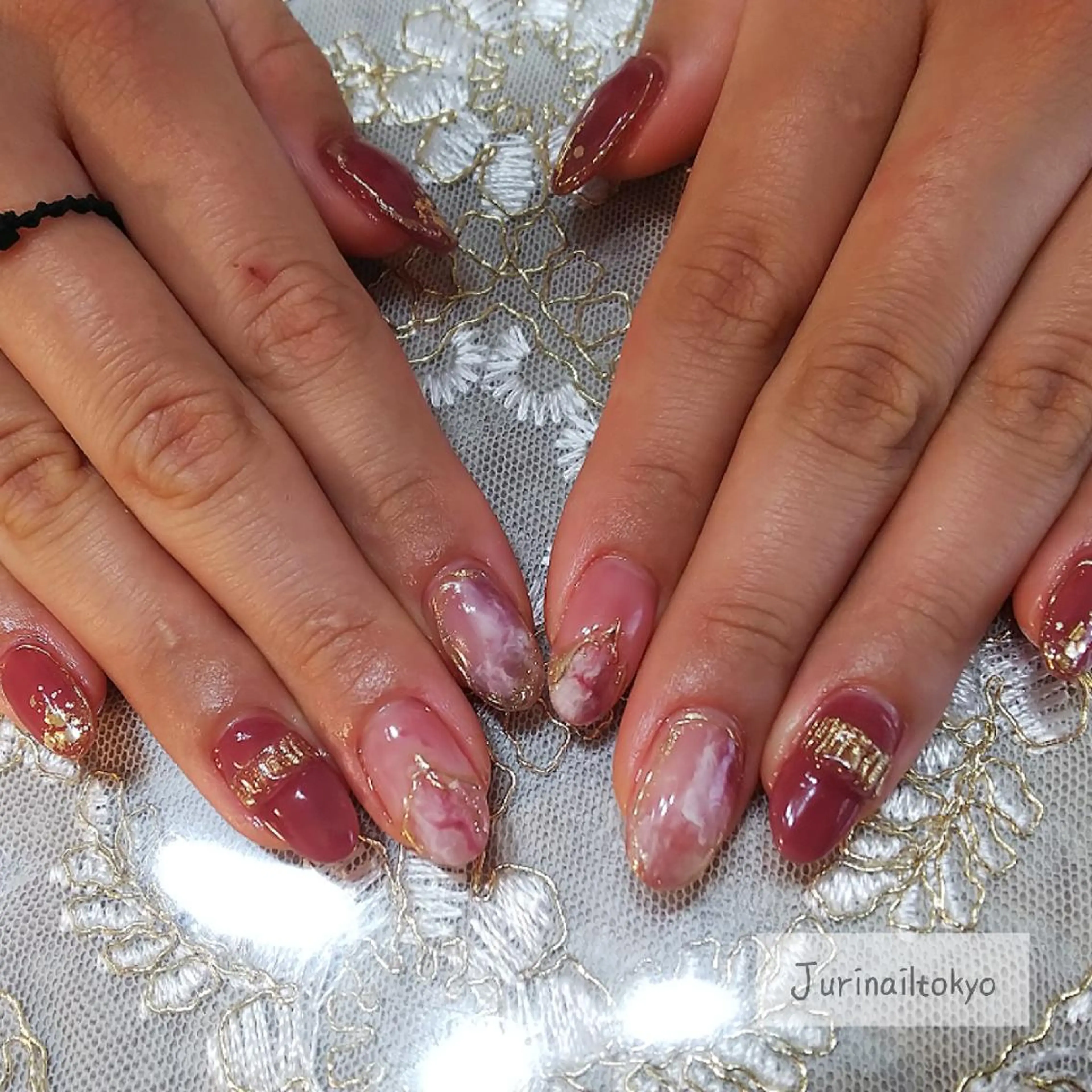 ネイル ニュアンスネイル ピンク フットネイル jurinail tokyoのネイルデザイン