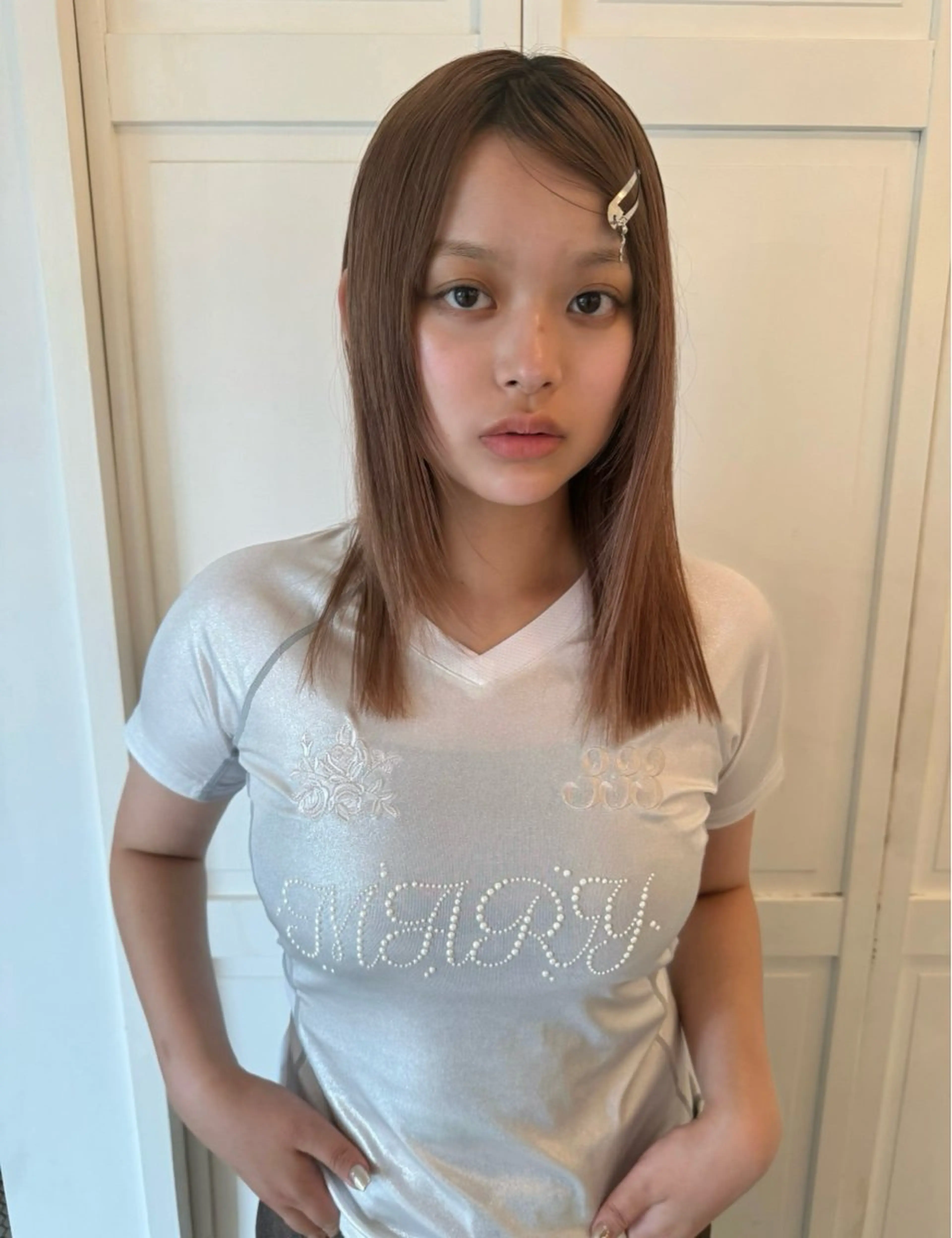 ミディアム ヘアカラー ブリーチカラー🎀 韓国風/寺門美優のヘアスタイル