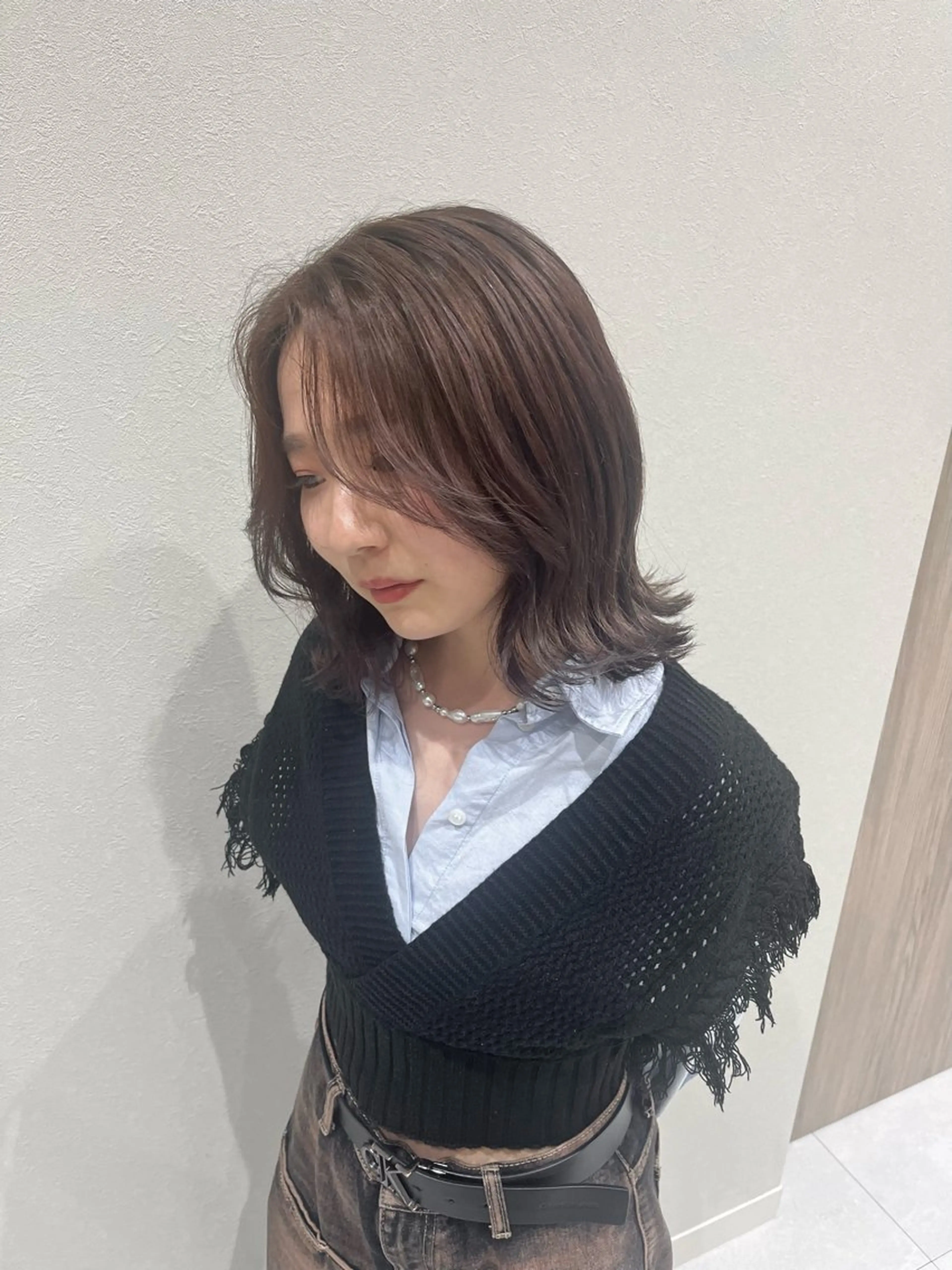 ミディアム カラー ブラウンカラー モカブラウン カット ヘアカラー バレイヤージュ/ヘア アレンジ/shionのヘアスタイル