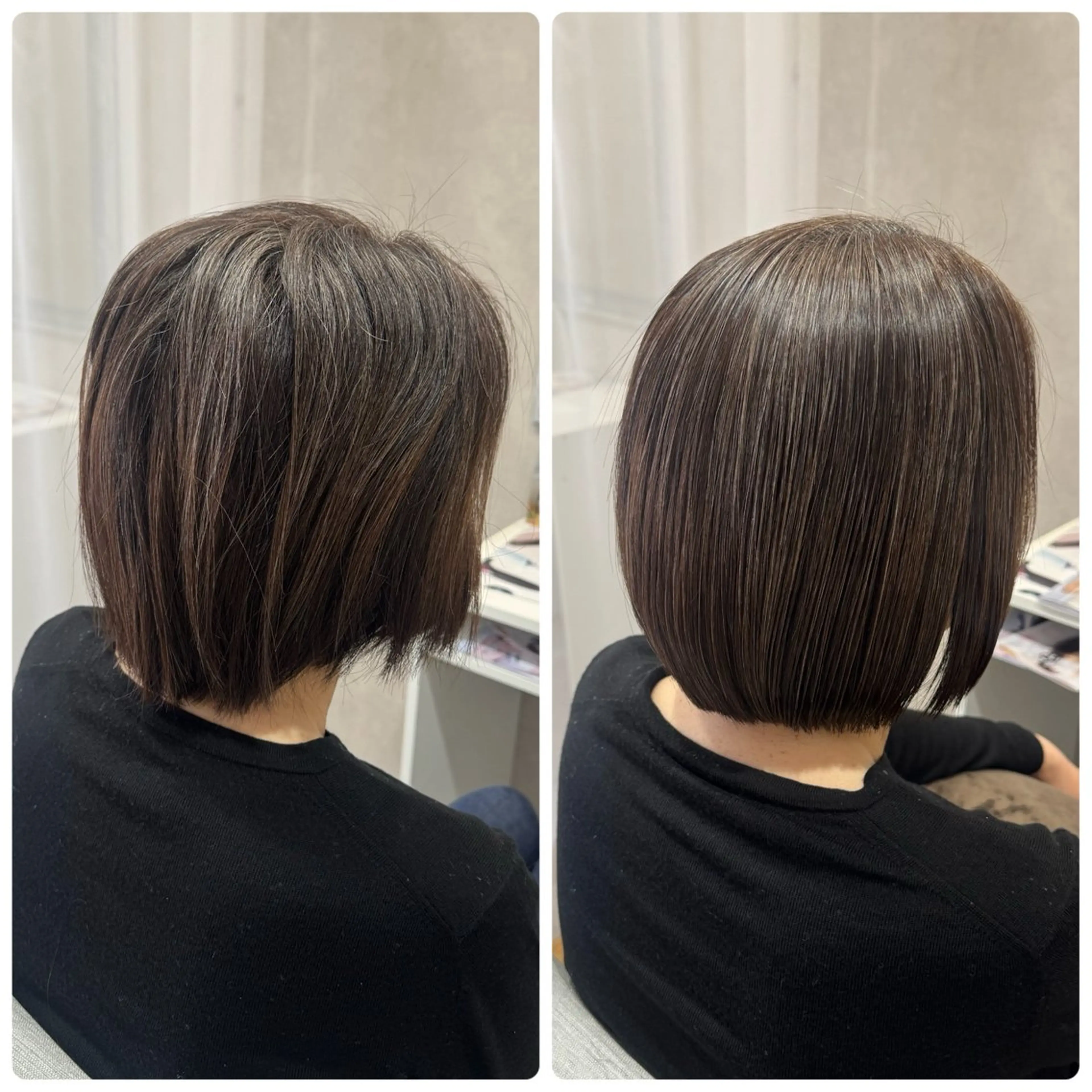 ショート カット 縮毛矯正 トリートメント 艶髪/白髪ぼかし ヘッドスパ/大野結菜のヘアスタイル