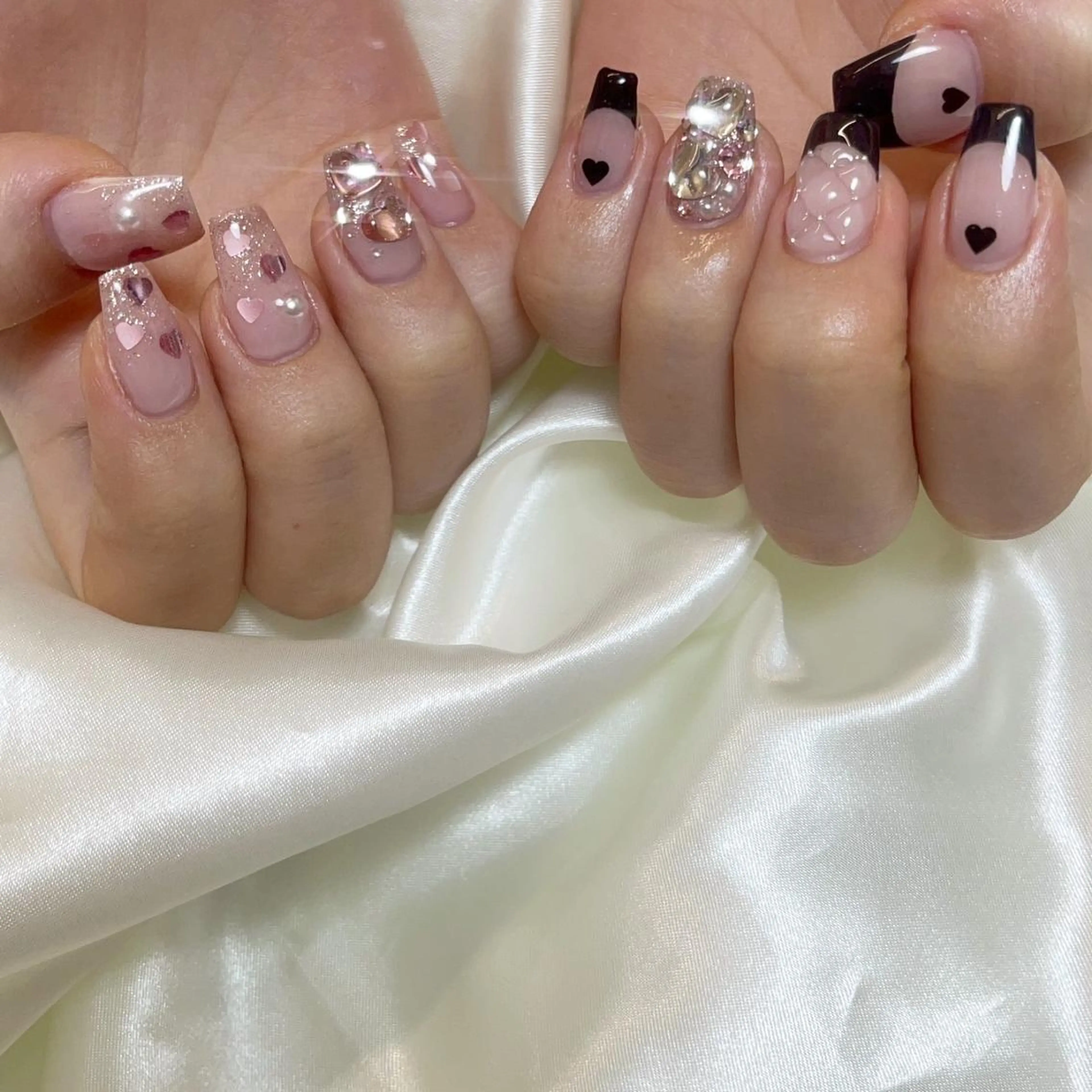 🩵フレンチ10本🩵【ベースクリア】　　　　　　　　　　　ベースカラー追加一本110円✨の写真