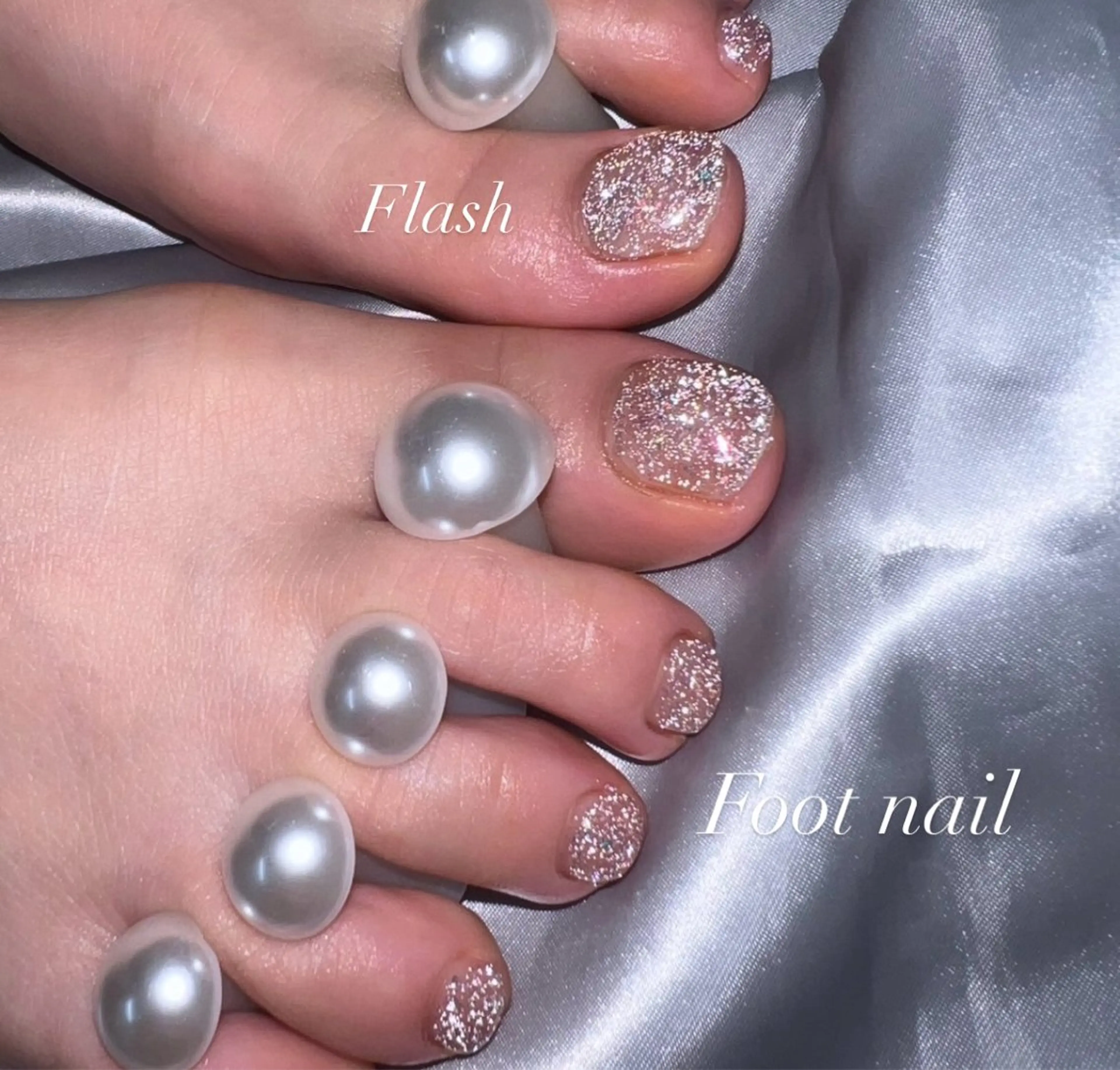 ネイル フラッシュネイル フットネイル ピンク 春ネイル Moana Oukaのネイルデザイン