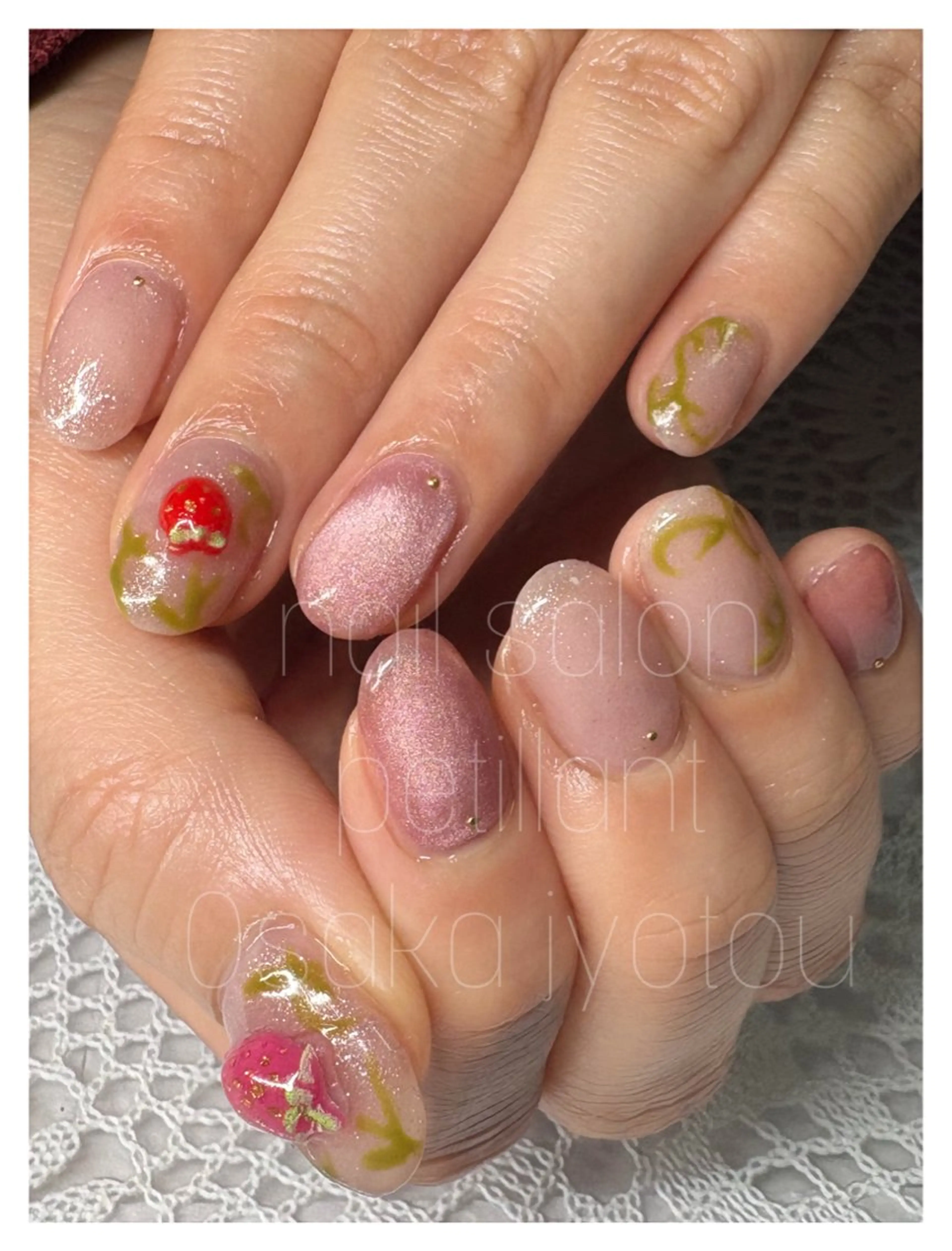 ネイル アートネイル 持ち込み 春ネイル nail salon petillantのネイルデザイン