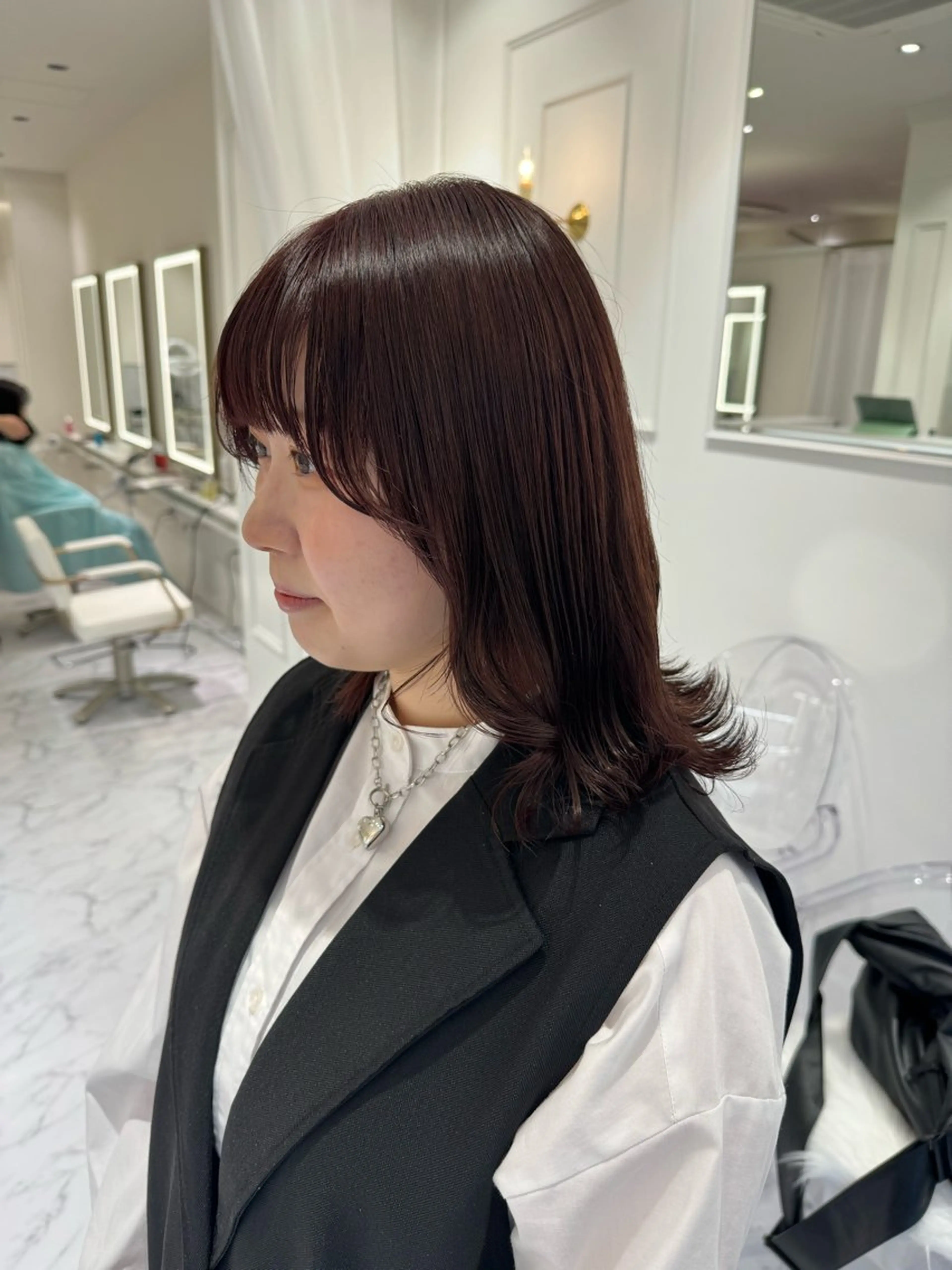 セミロング カラー ヘアカラー ParveMix🍀 藤原愛未のヘアスタイル