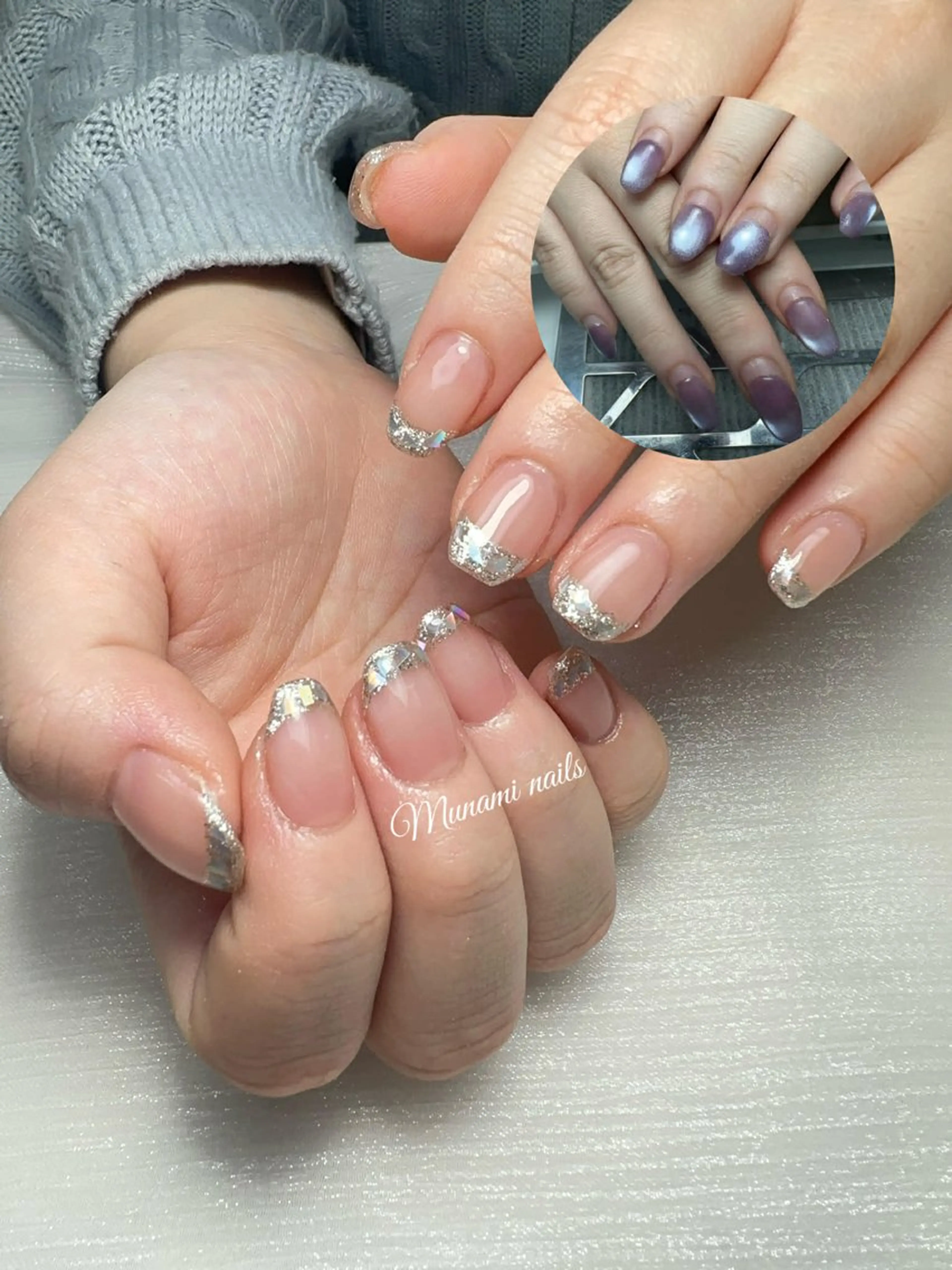 ネイル アートネイル オーロラネイル ガーリー キラキラネイル 韓国ネイル ハンドネイル Minami Nailsのネイルデザイン