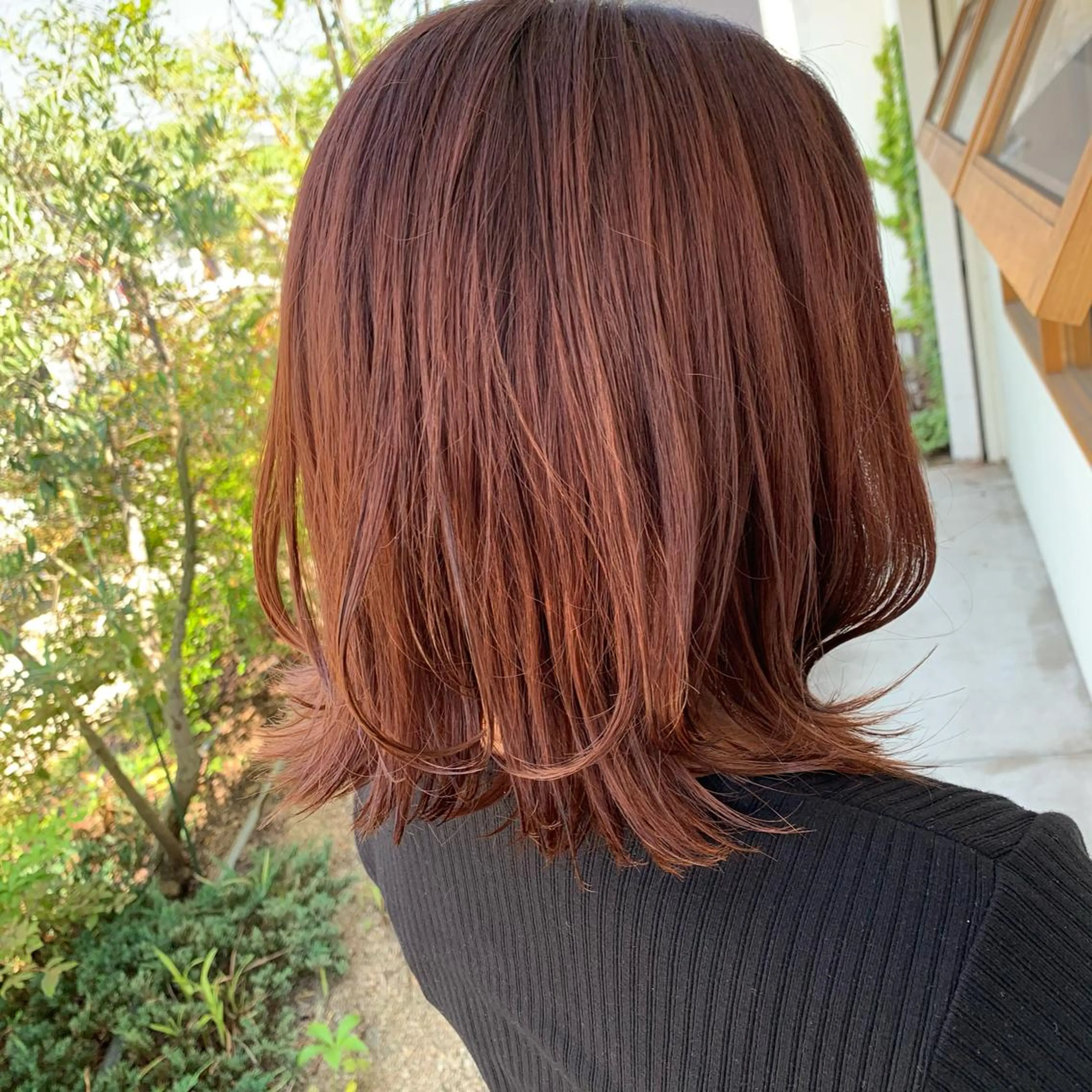 ミディアム カラー ブリーチ ブラウンカラー オレンジ オレンジブラウン ヘアカラー 山本 知佳のヘアスタイル