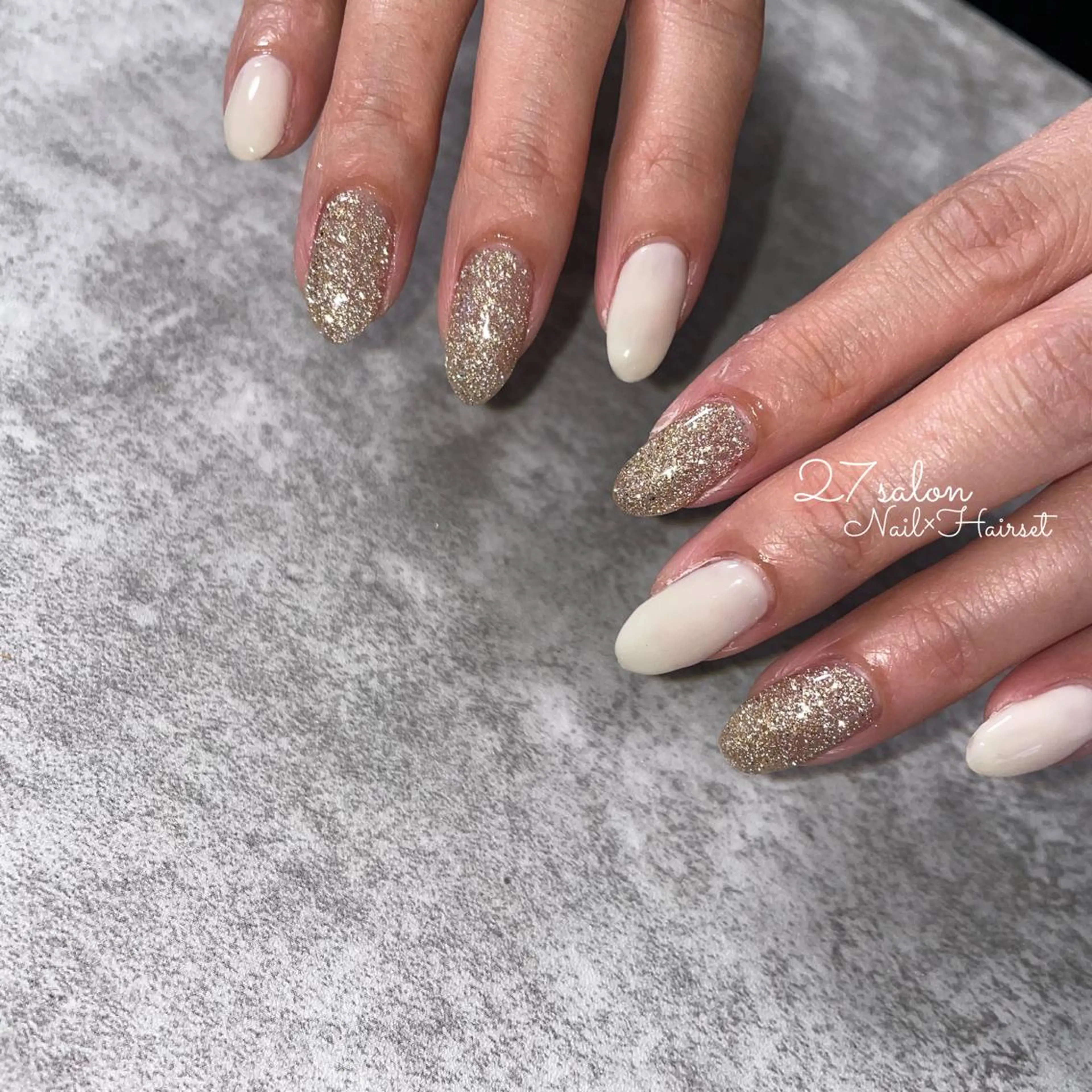 ネイル フラッシュネイル ホワイト 27salon yuinaのネイルデザイン