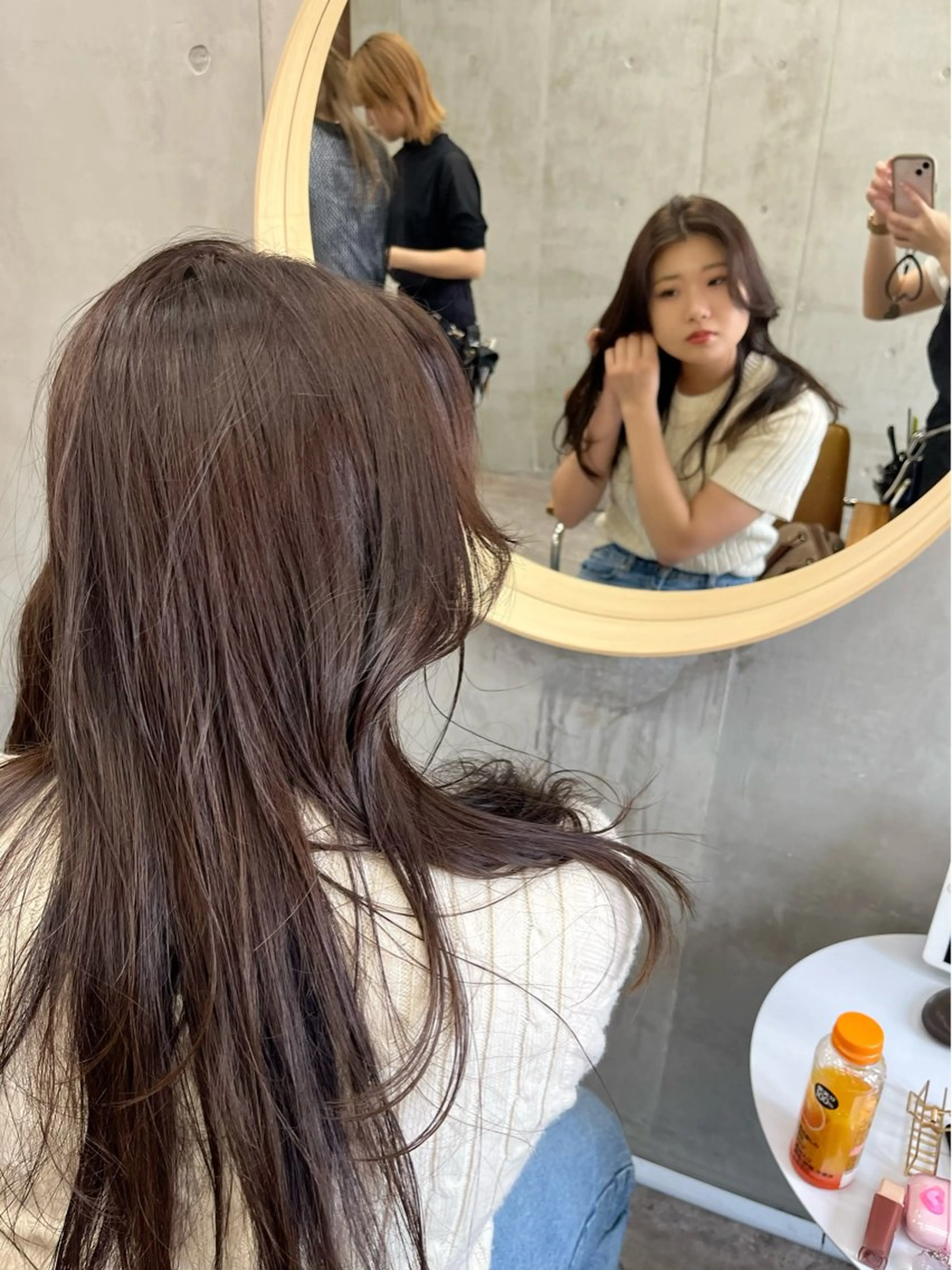 セミロング カラー 顔周りカット 韓国風ヘア 似合わせカット カット SALT WATER所属・🤎𝐌𝐚𝐨⌇ お悩み解決美容師🤎のヘアスタイル