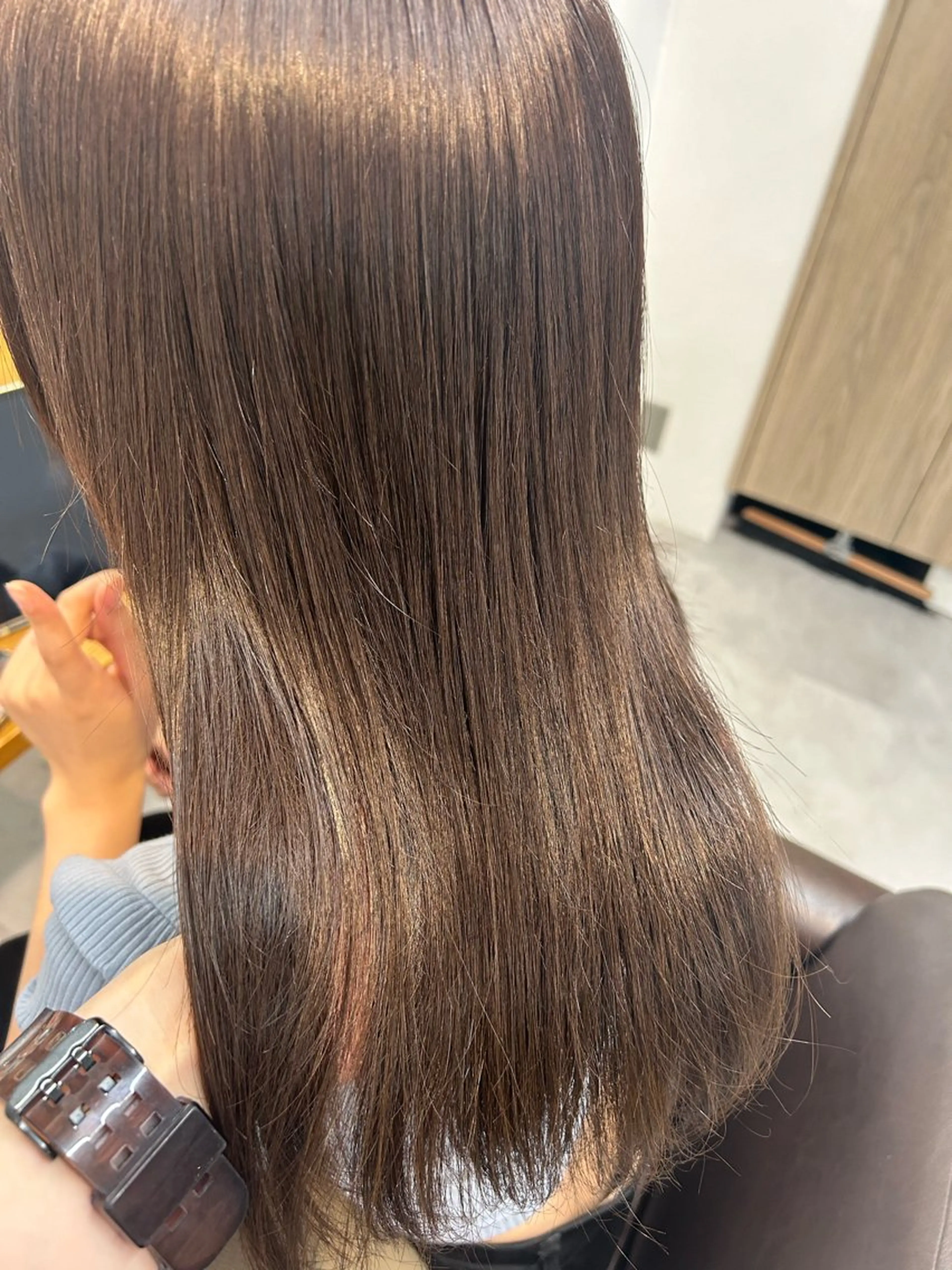 セミロング カラー カット ヘアカラー トリートメント 後藤紗英/髪質改善 /オリーブベージュのヘアスタイル