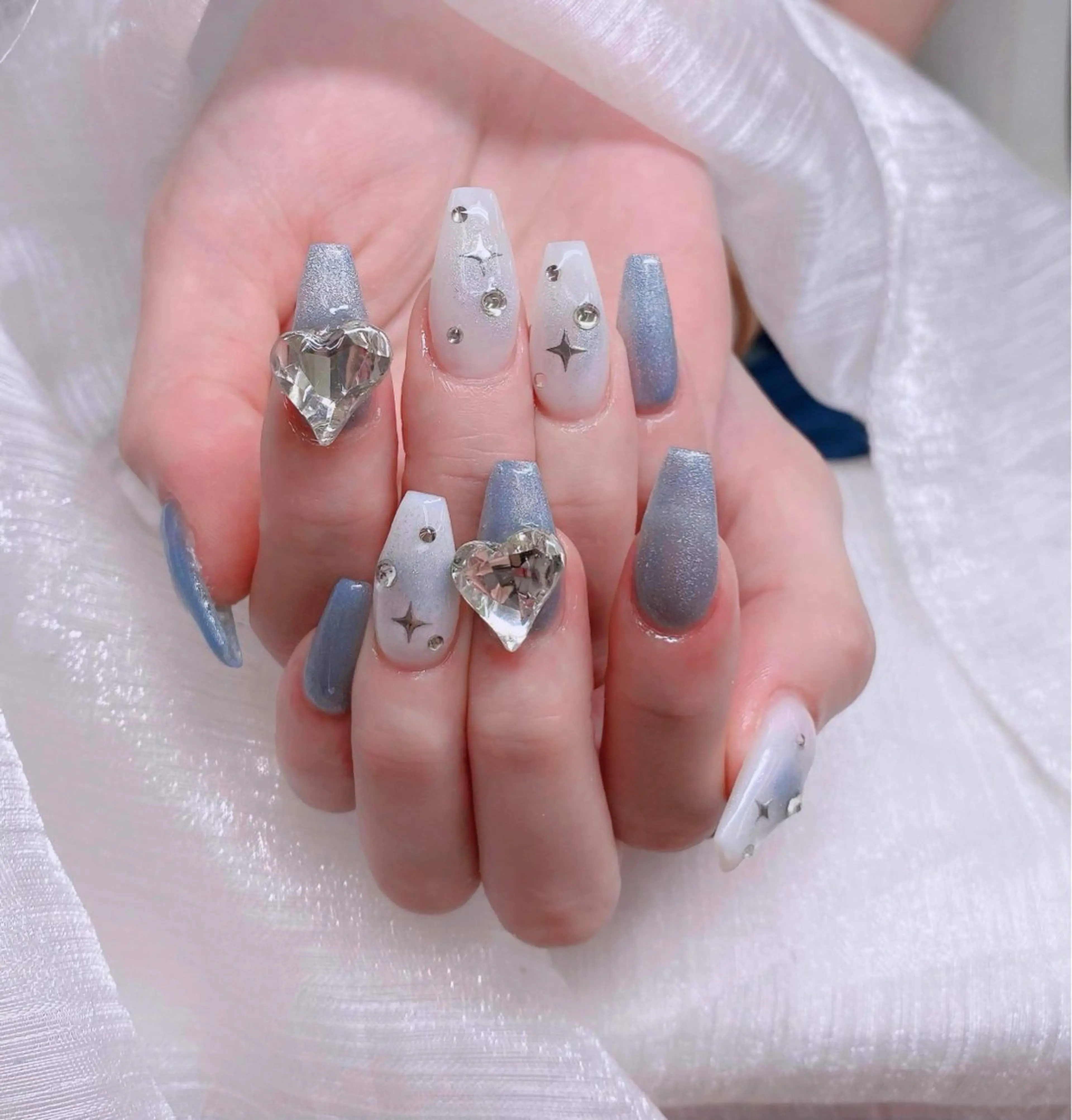 ネイル フレンチネイル ジェルネイル ガラスフレンチ ハロウィン ハート ハンドネイル H.baby Nail Salonのネイルデザイン