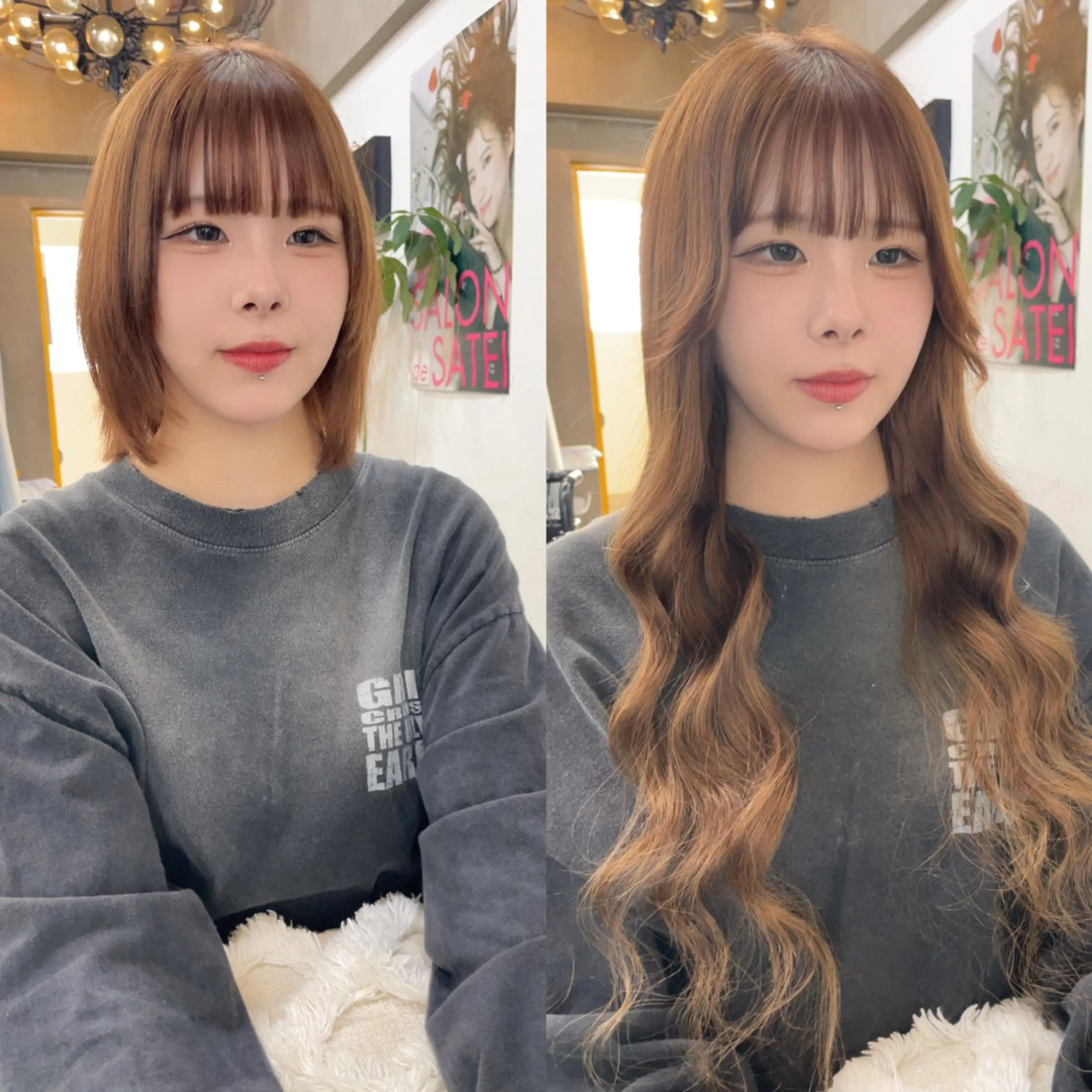 ミディアム エクステ プルエクステ界隈 ハイトーン/カツオ✨のヘアスタイル