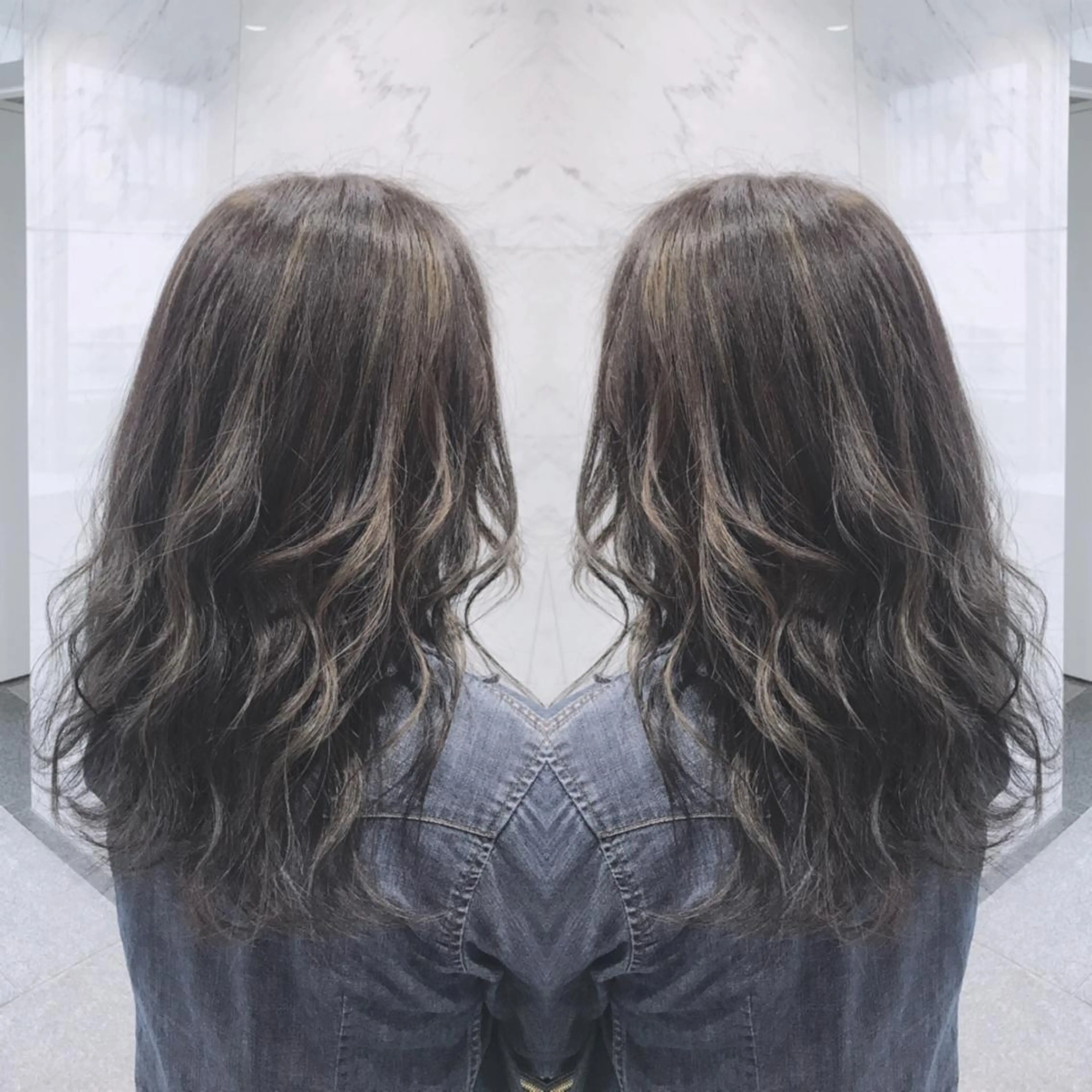 セミロング ヘアカラー 重政 和樹のヘアスタイル