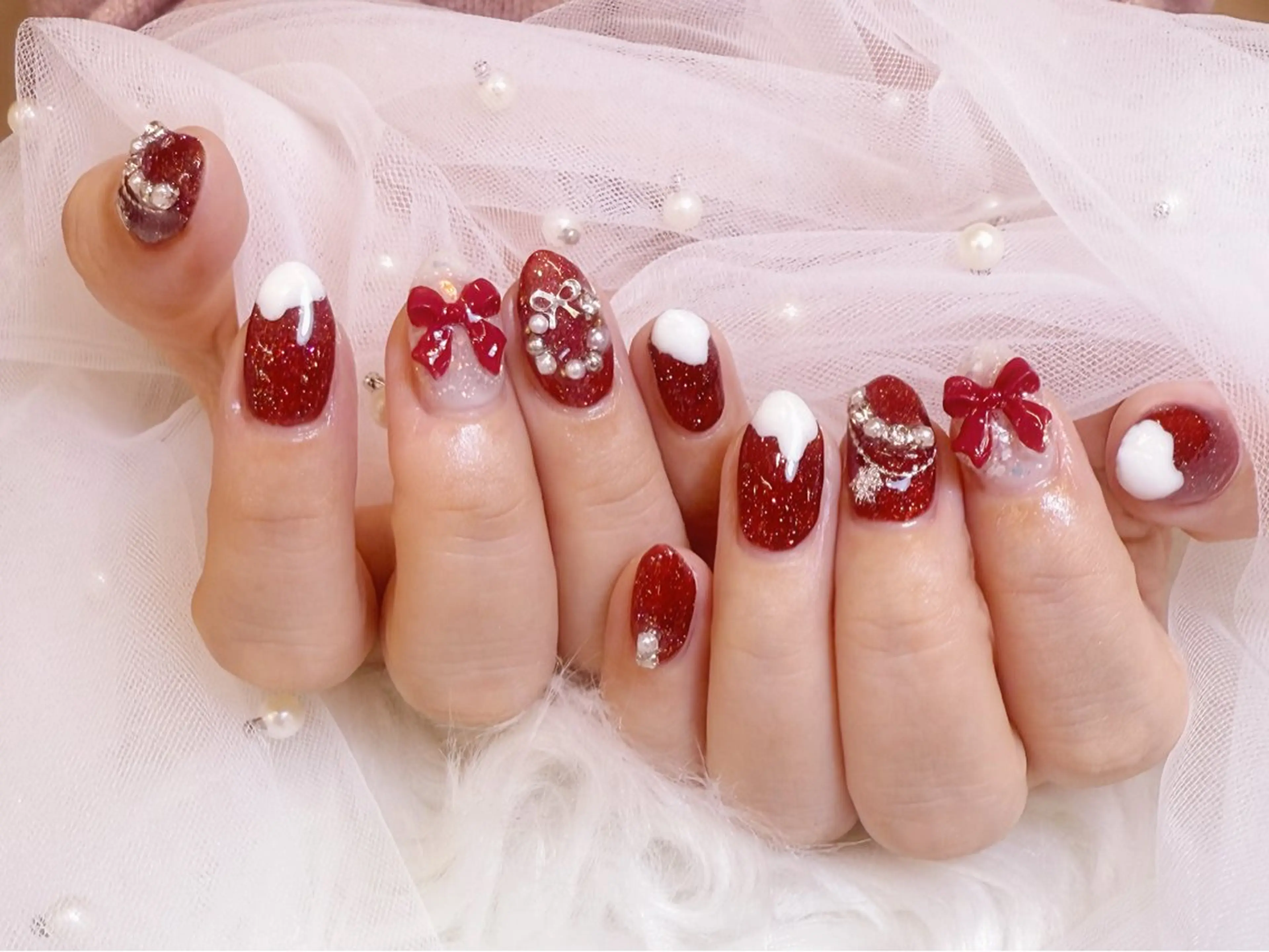 ネイル アートネイル フラッシュネイル フラワーネイル ジェルネイル ガーリー ハンドネイル Puti nailのネイルデザイン