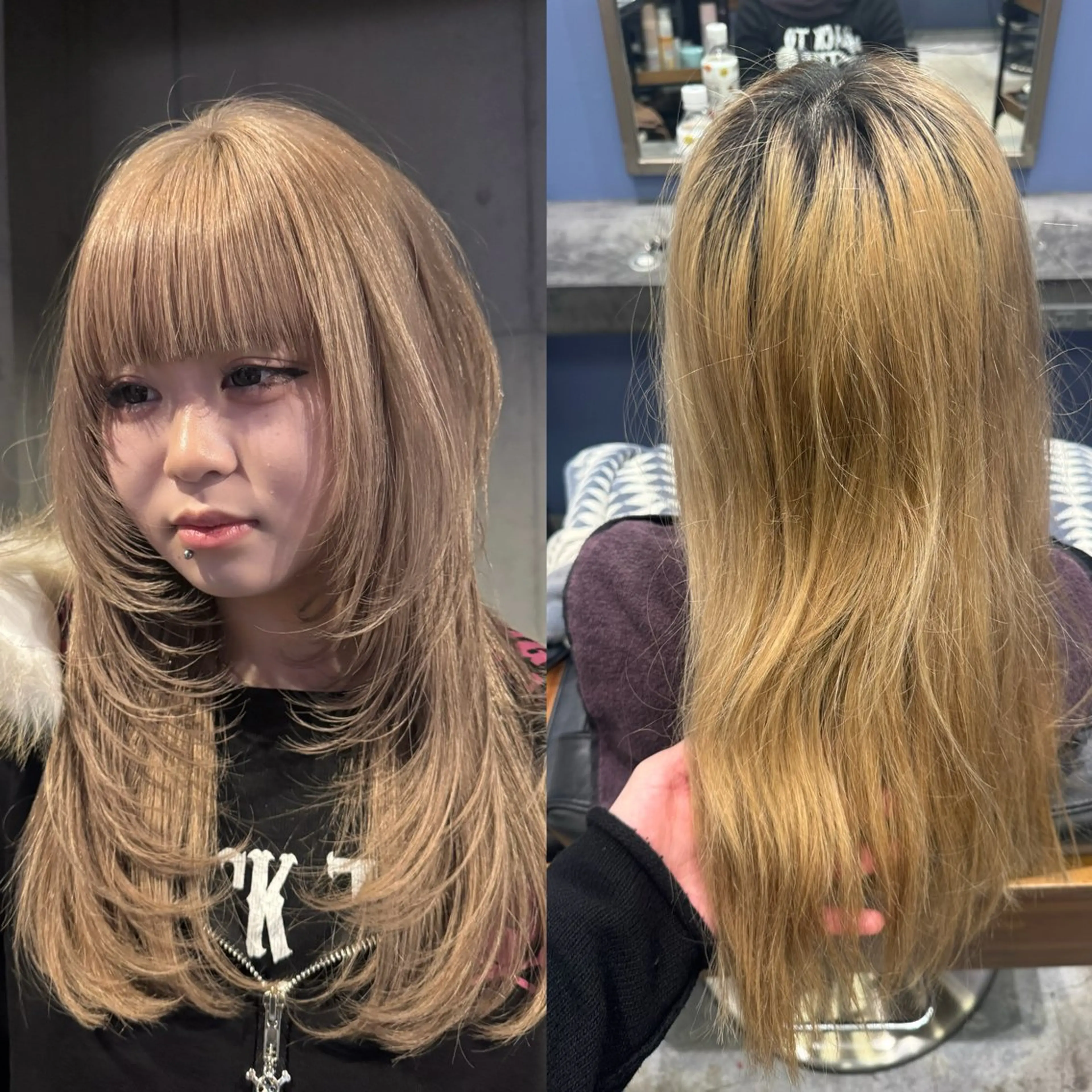 ロング カラー カット ヘアカラー だいち/ブリーチ/ レイヤーカットのヘアスタイル