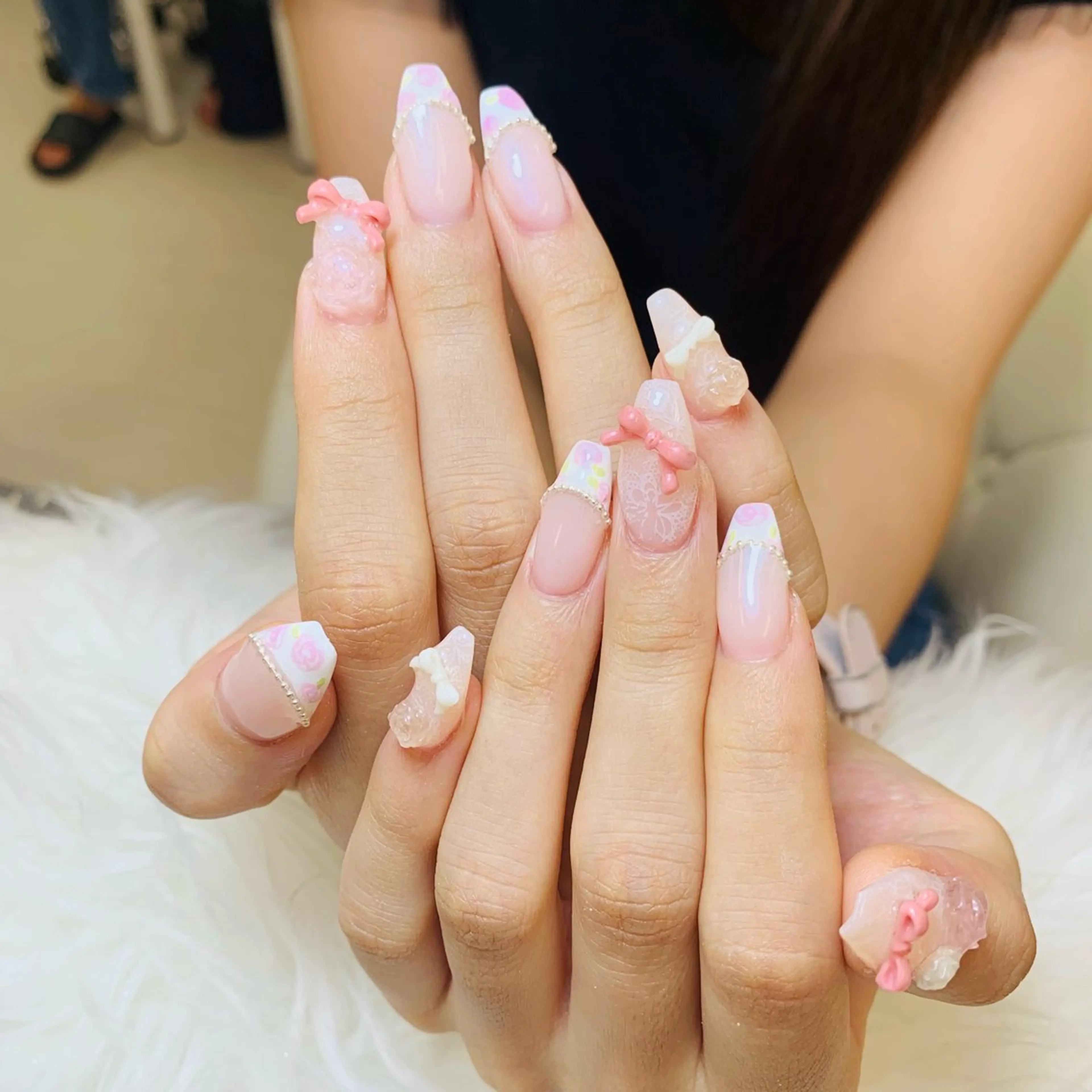 ネイル チークネイル 長さ出し フットネイル マグネットネイル 持ち込み ハンドネイル ANH NAIL ゴテゴテ専門店💎のネイルデザイン