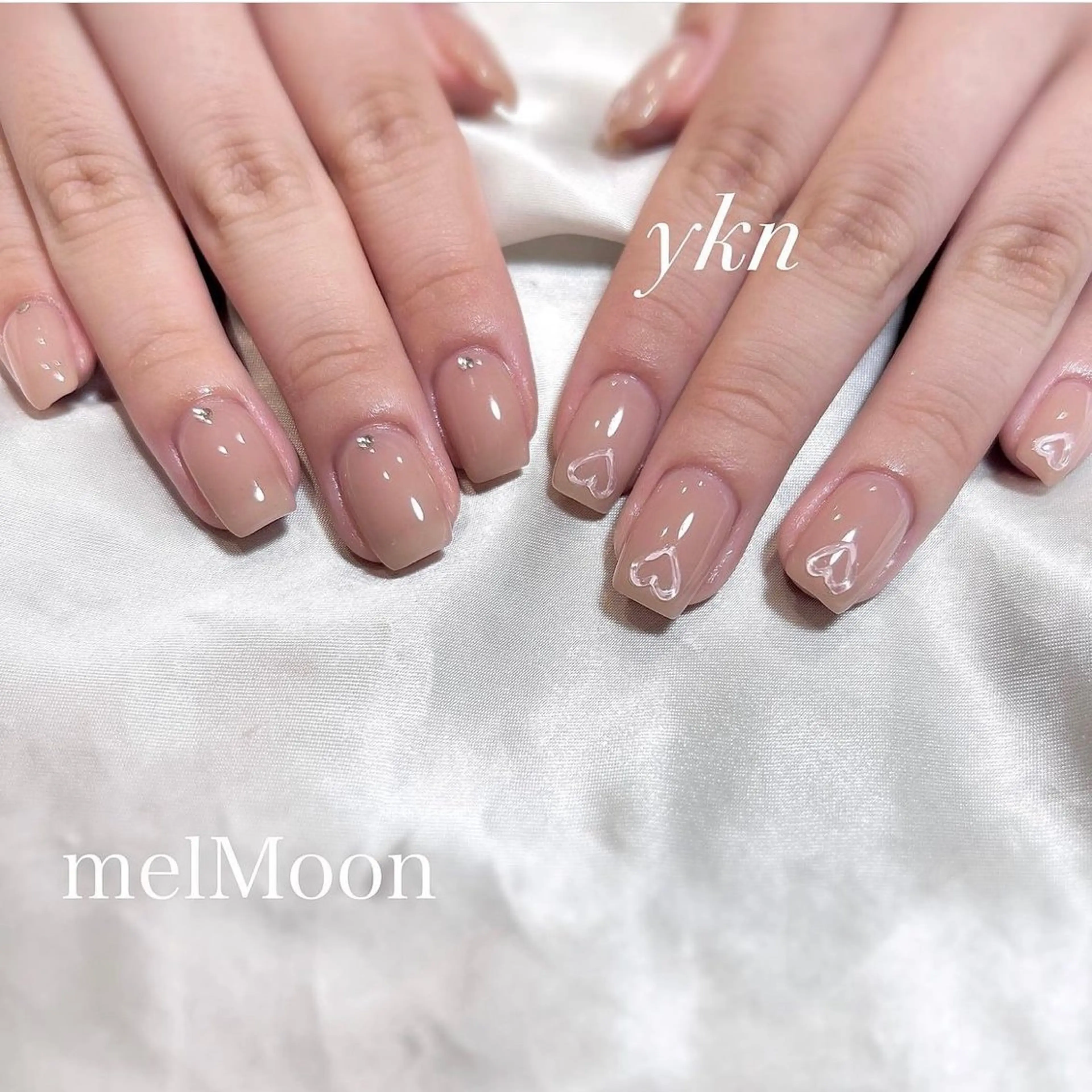 ネイル ハート ぷっくりネイル ハンドネイル melMoon .のネイルデザイン