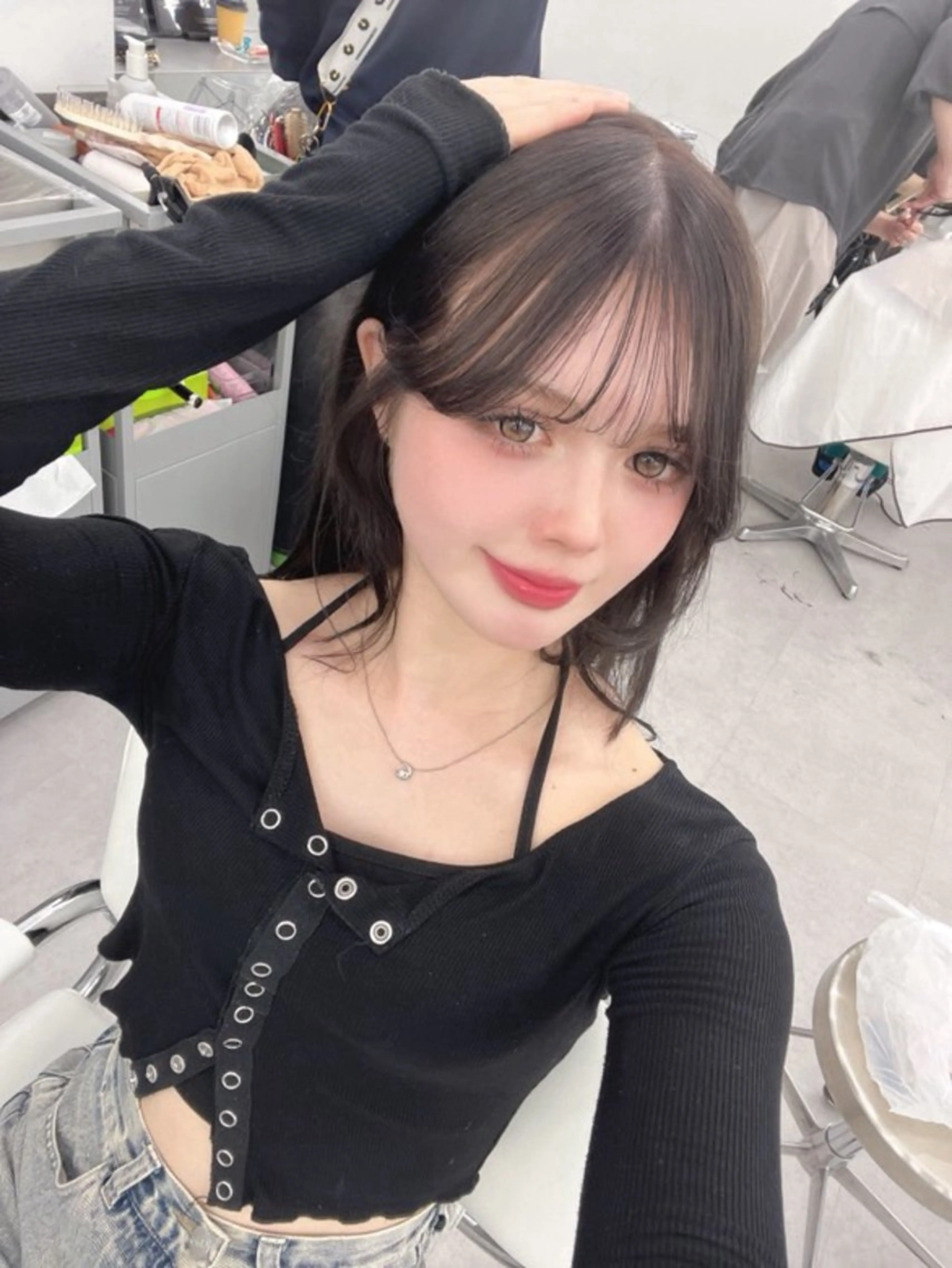 ロング カラー アッシュ ベージュカラー 黒髪 ブリーチ ブルーカラー 透明感カラー✨🩵 韓国ヘアkanatoのヘアスタイル