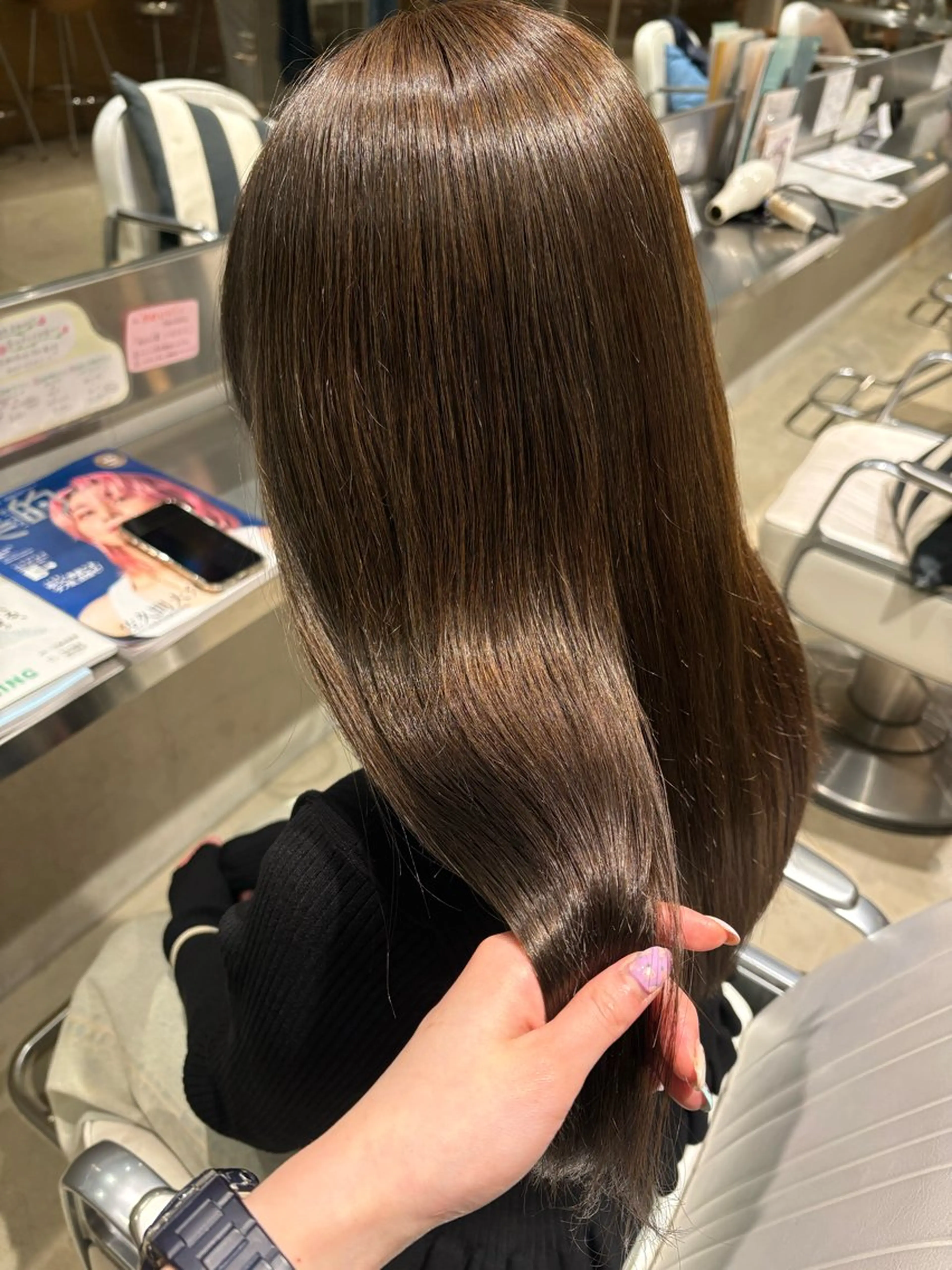 ロング カラー 透明感カラー イルミナカラー オレンジ カット ヘアカラー 樋口 花穂のヘアスタイル