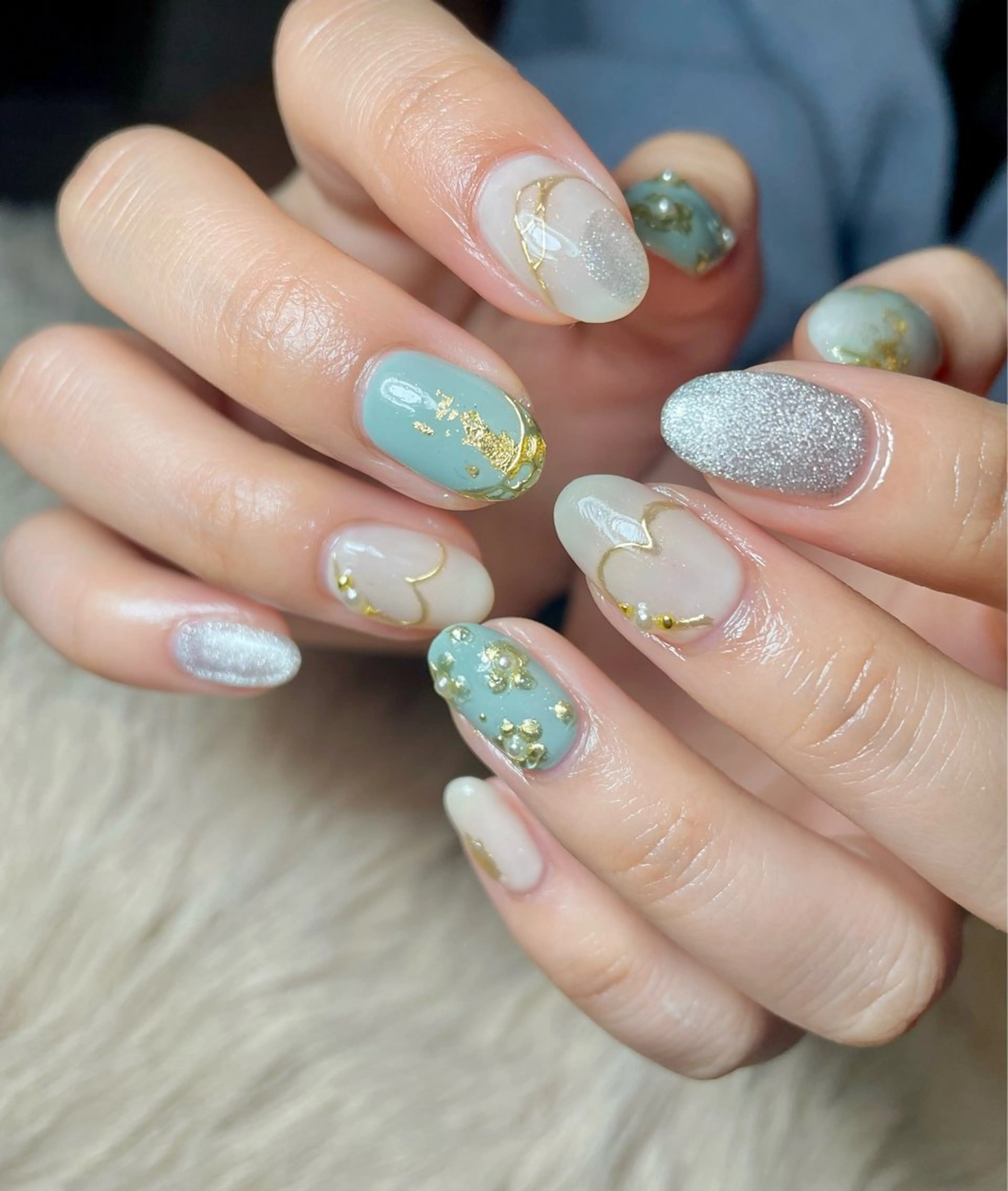 ネイル 成人式 ハート マグネットネイル ミラーネイル 持ち込み BEAUTY GARDEN 【nail salon unseul】所属・nana .のネイルデザイン