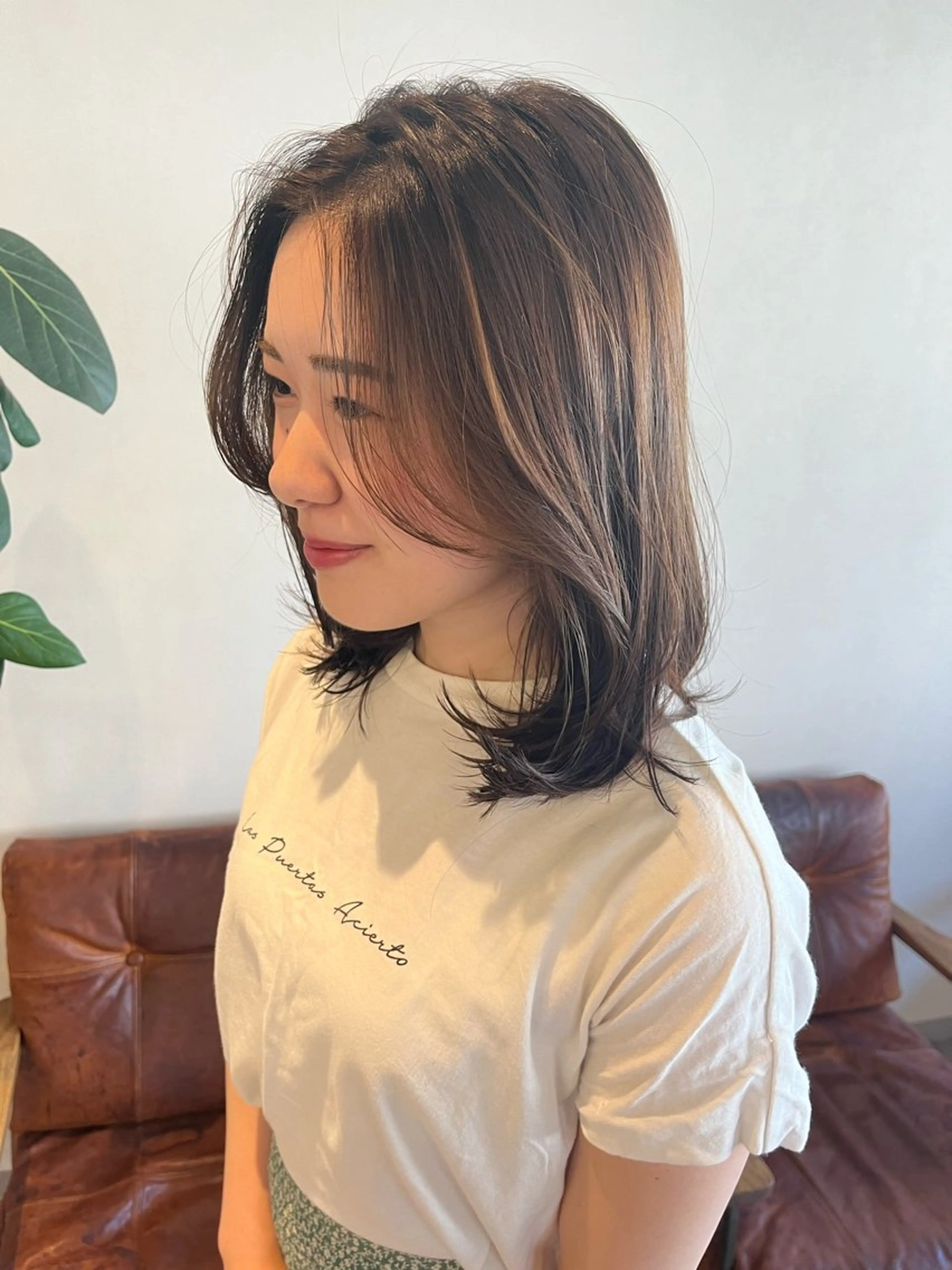 ミディアム 顔まわりレイヤー レイヤーカット カット 梅田美容室/カット /Maoのヘアスタイル