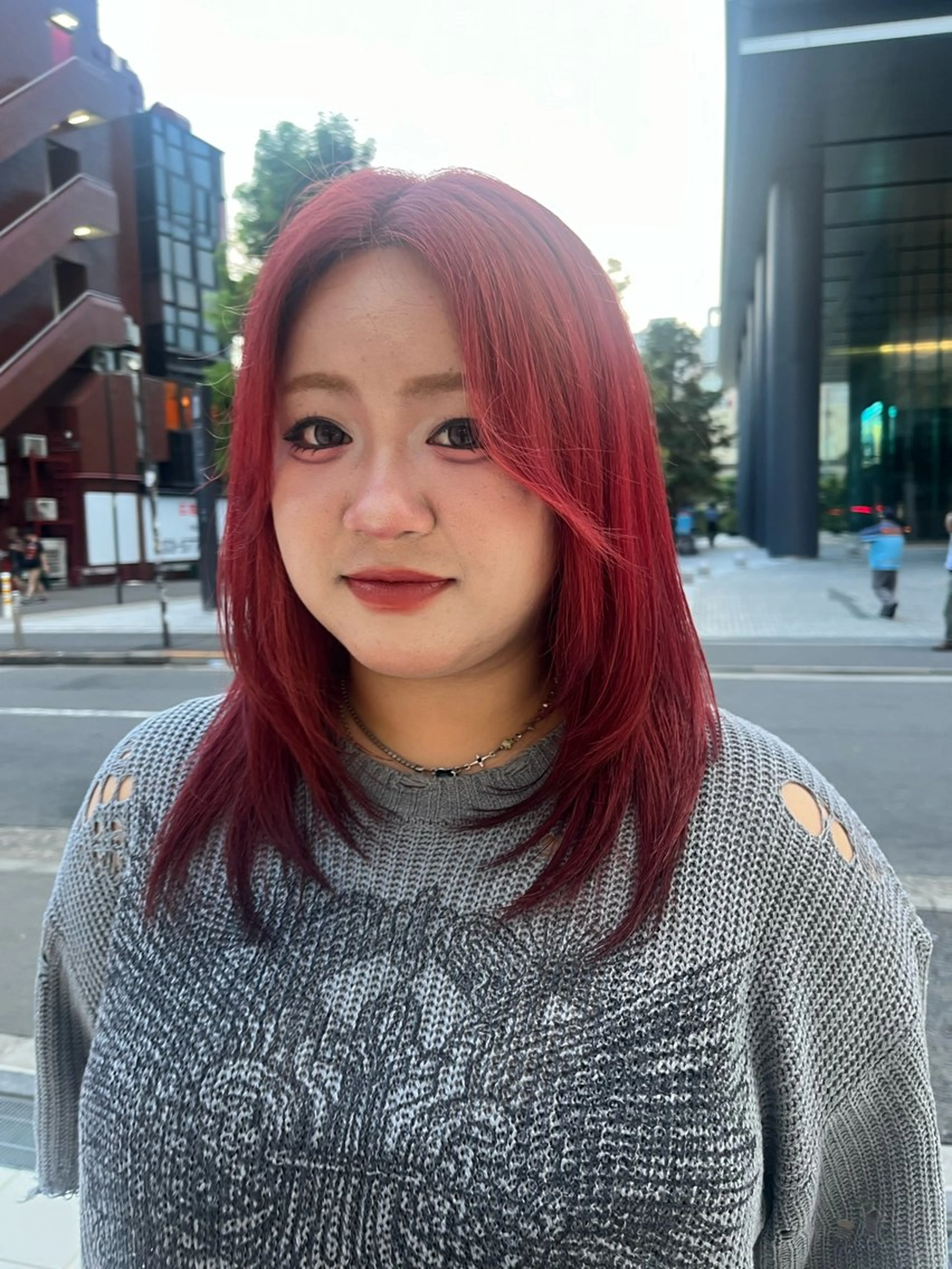 ミディアム カラー 柔らかい艶暖色 レイヤー🫧姫汝のヘアスタイル