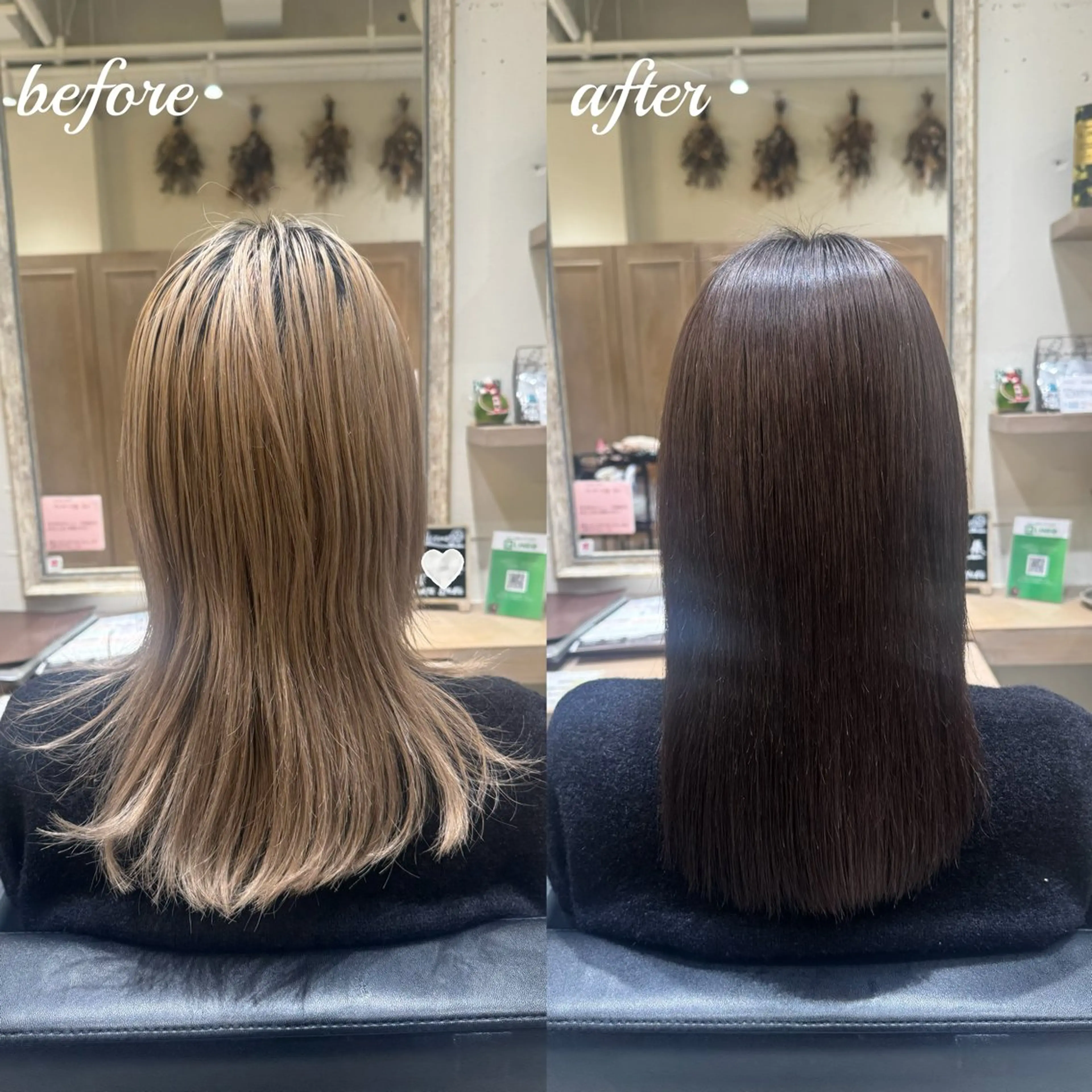 ミディアム ヘアカラー トリートメント 𝐦𝐚𝐨🐈‍⬛ 🎀髪質改善/艶髪のヘアスタイル