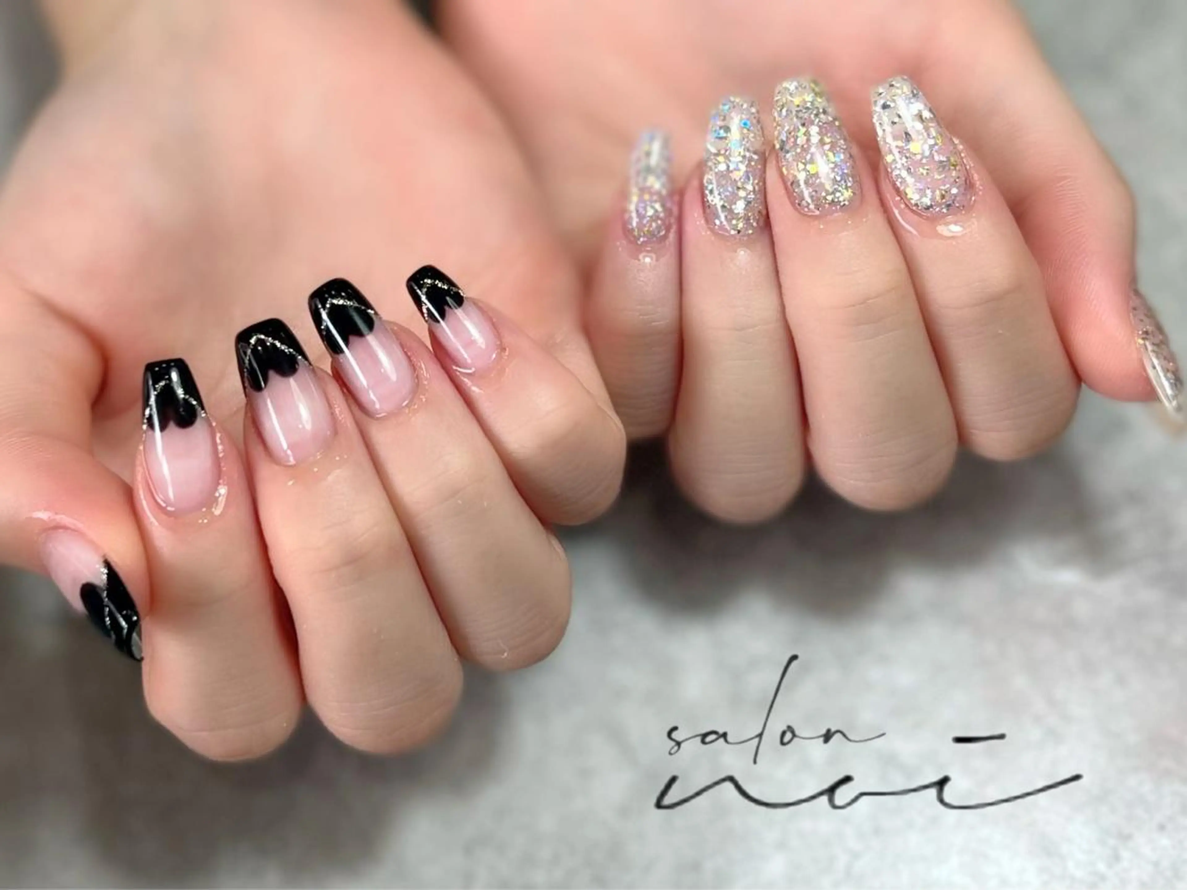 ネイル フレンチネイル ハート ハンドネイル salon noiのネイルデザイン
